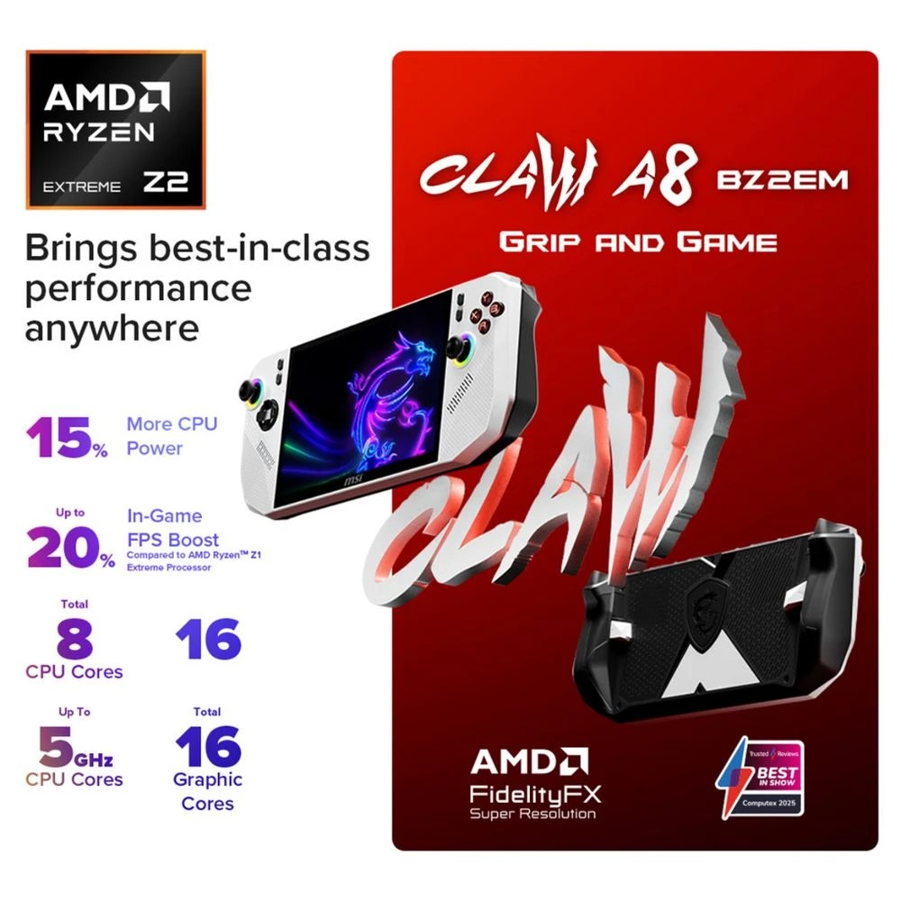 2 MSI Claw A8 BZ2EM 24GB/1TB Handheld Gaming Unit Polar, 2 of 8