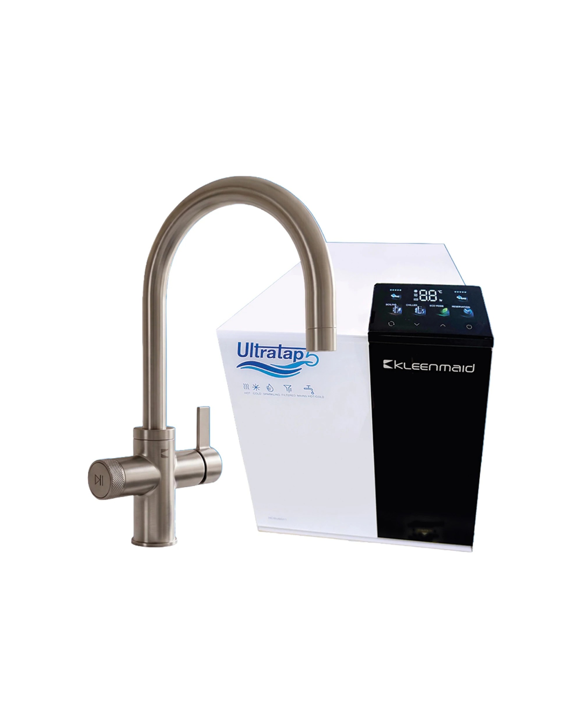 1 Kleenmaid UltraTap5 Water Filtration System Kitchen Sink Filter Brushed Tap - Metallic, 1 of 8