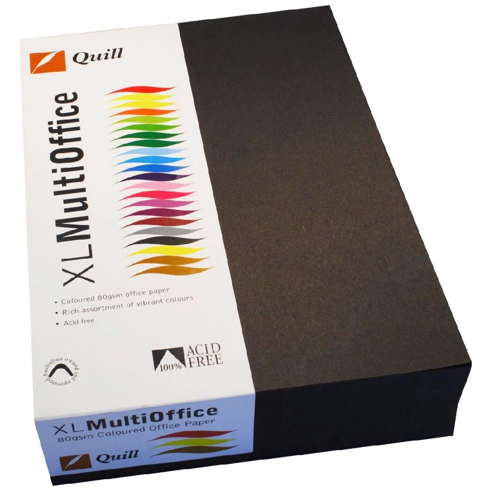 1 Quill Coloured Paper 80gsm A4 Black 500 Sheet Ream, 1 of 1