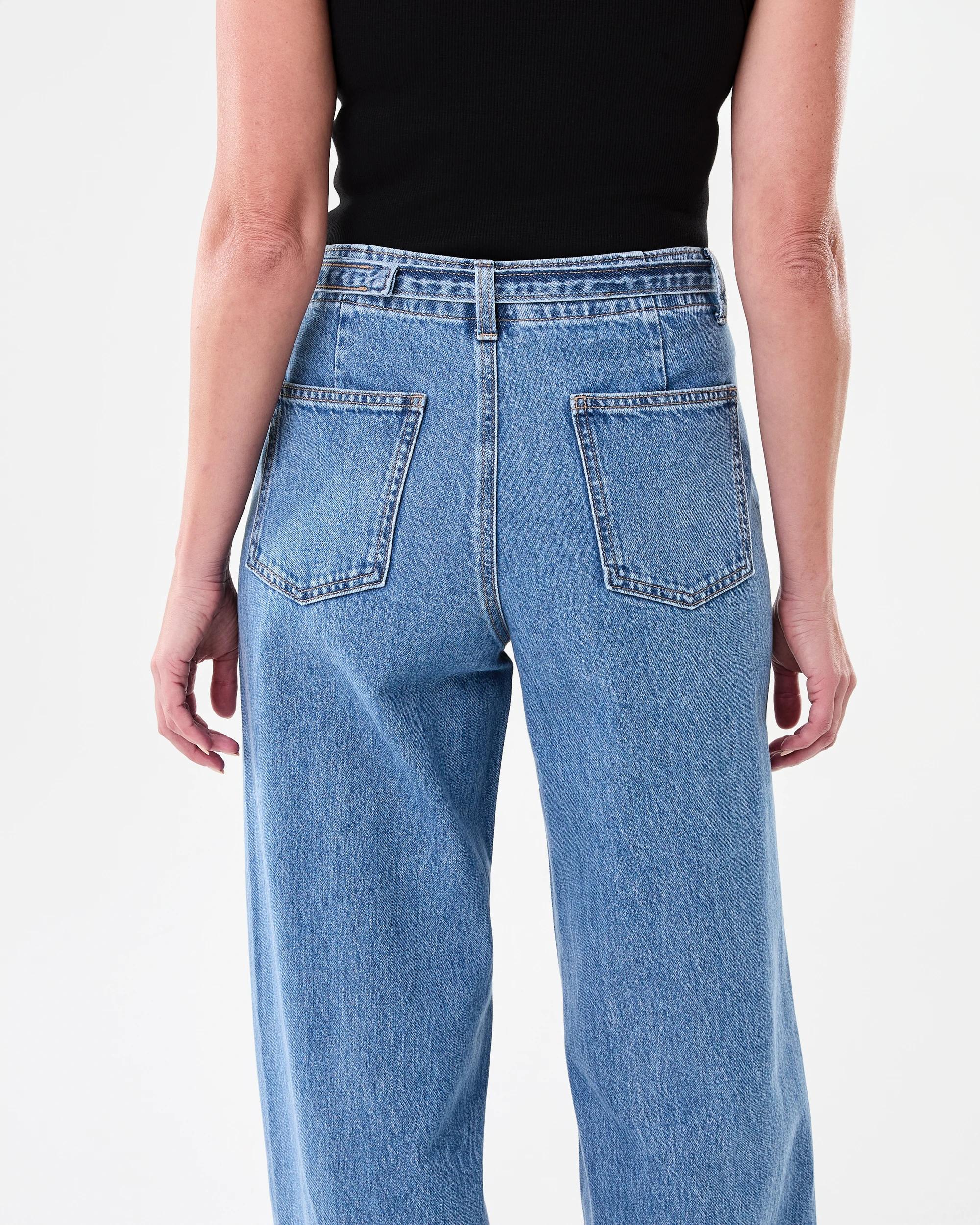 7 Seam Front Self Belt Jeans Mid Wash, 7 of 8