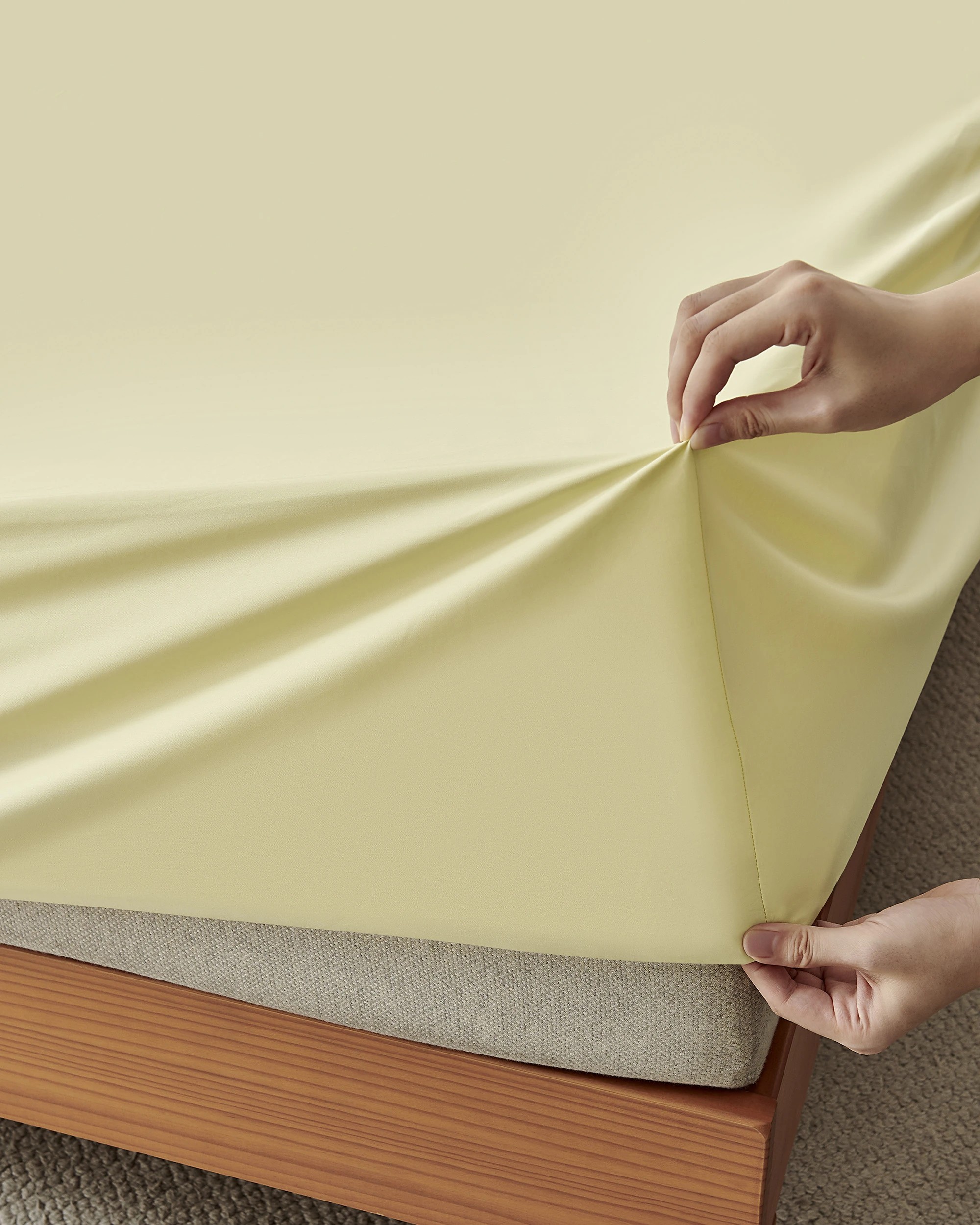 3 Dreamaker 400TC Premium Cotton Sateen Sheet Set - Queen Bed - Citron, 3 of 7