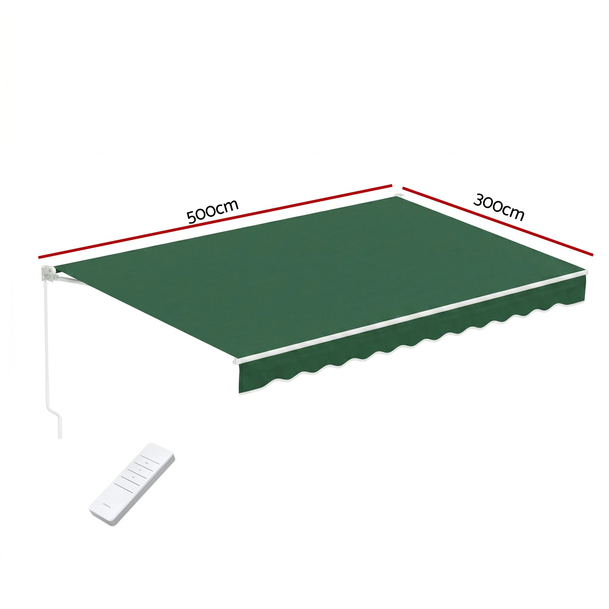 2 Instahut Retractable Folding Arm Awning Motorised Sunshade 5Mx3M - Green, 2 of 9