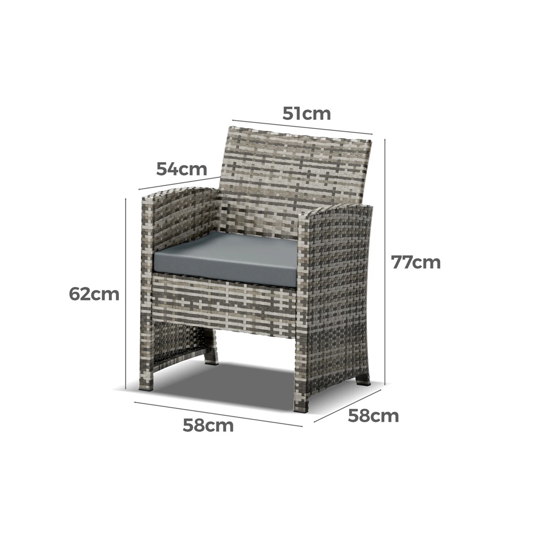 9 Alfordson Outdoor Furniture 4PCS Garden Patio Chairs Table Set Wicker - Mixed Grey, 9 of 10