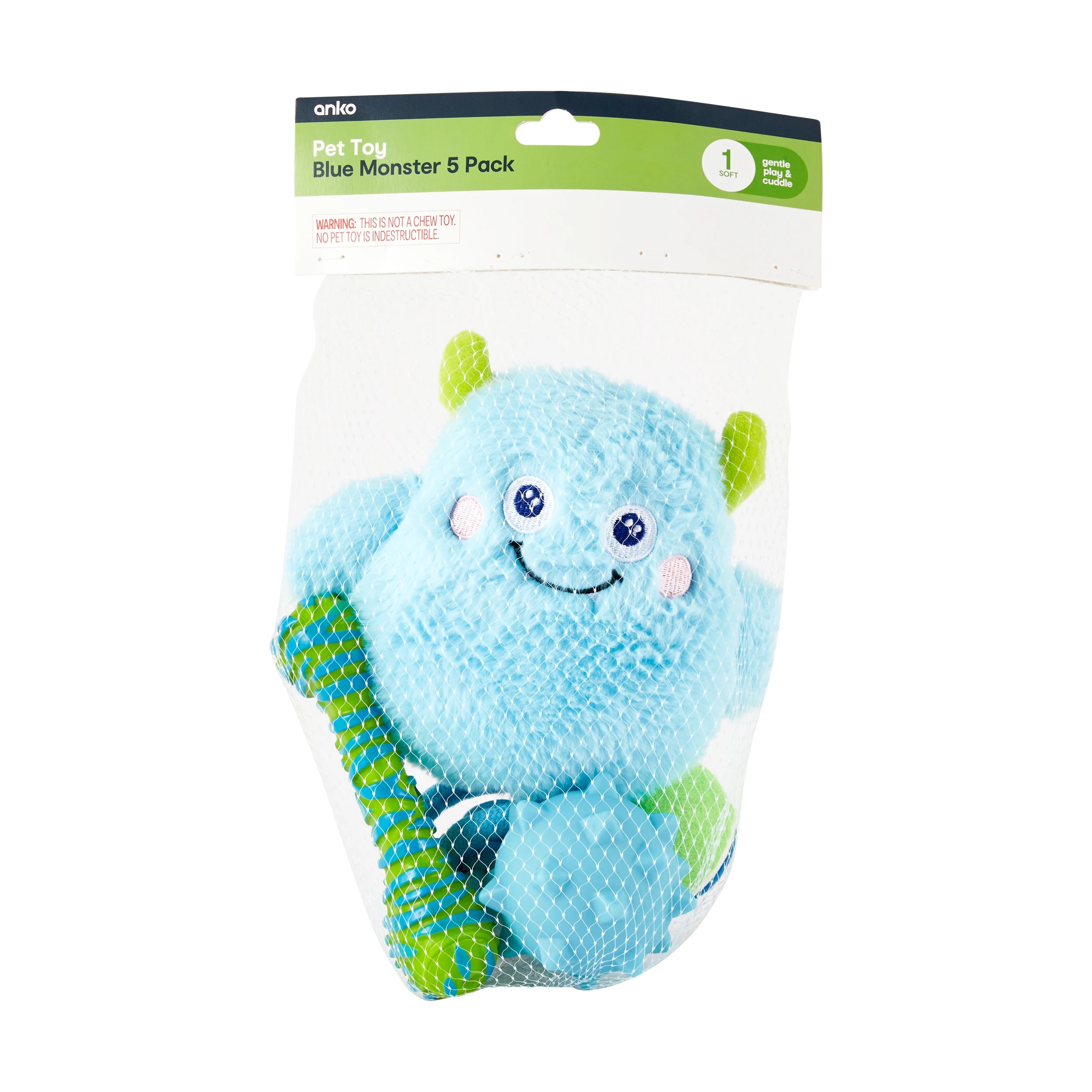 6 5 Pack Pet Toy Blue Monster, 6 of 6
