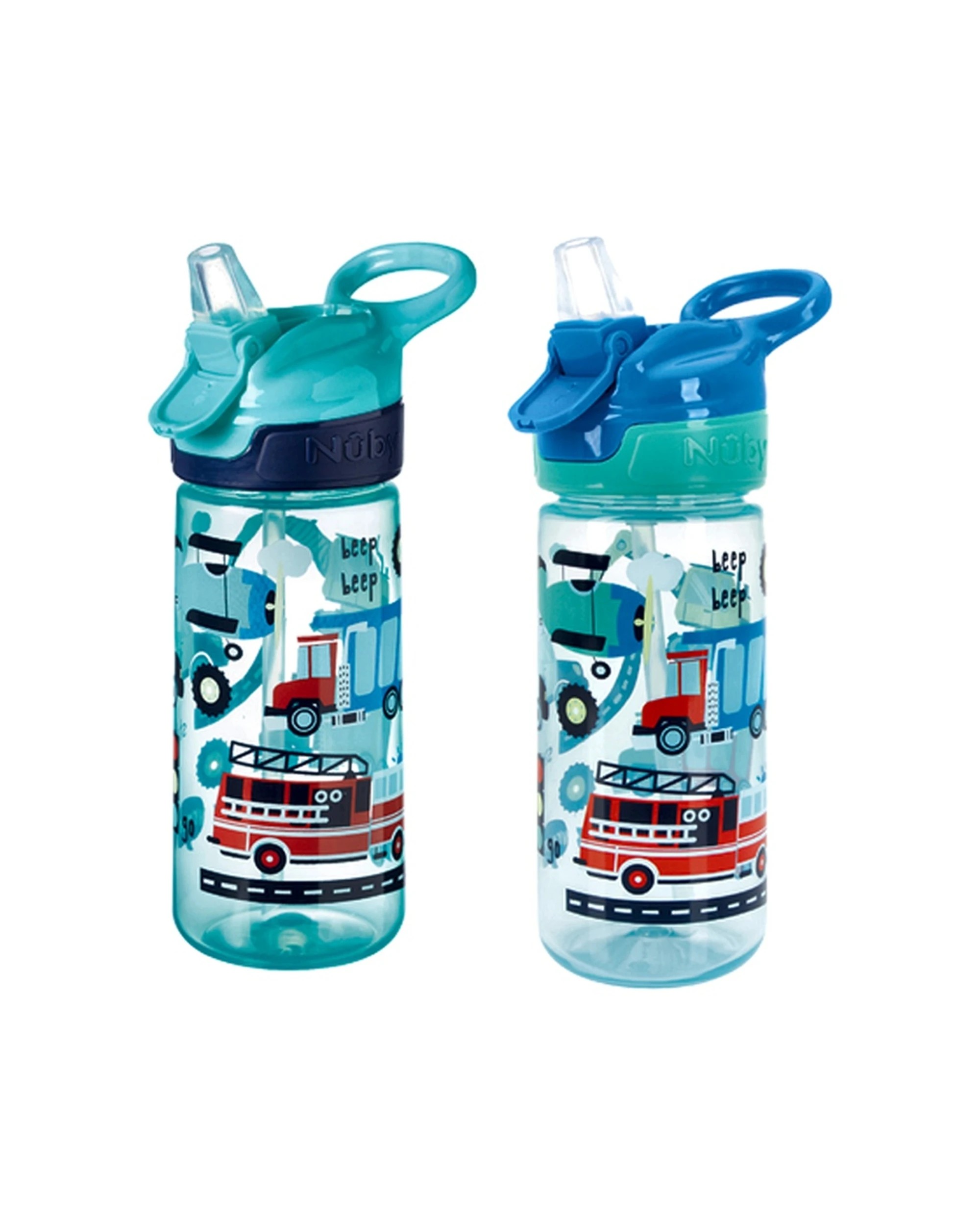 2 Nuby 4pc Super Quench Cup Vacation No-Spill Kids Water Bottle 540ml - Blue, 2 of 2