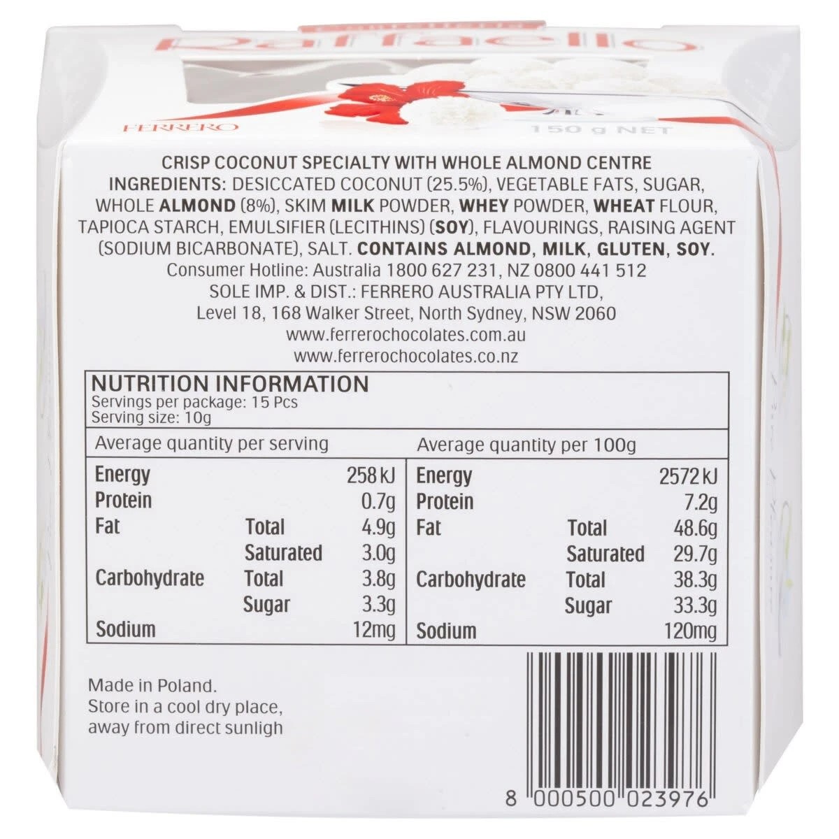 4 15 Piece Confetteria Raffaello Coconut and Almond Ferrero Gift Box 150g, 4 of 6