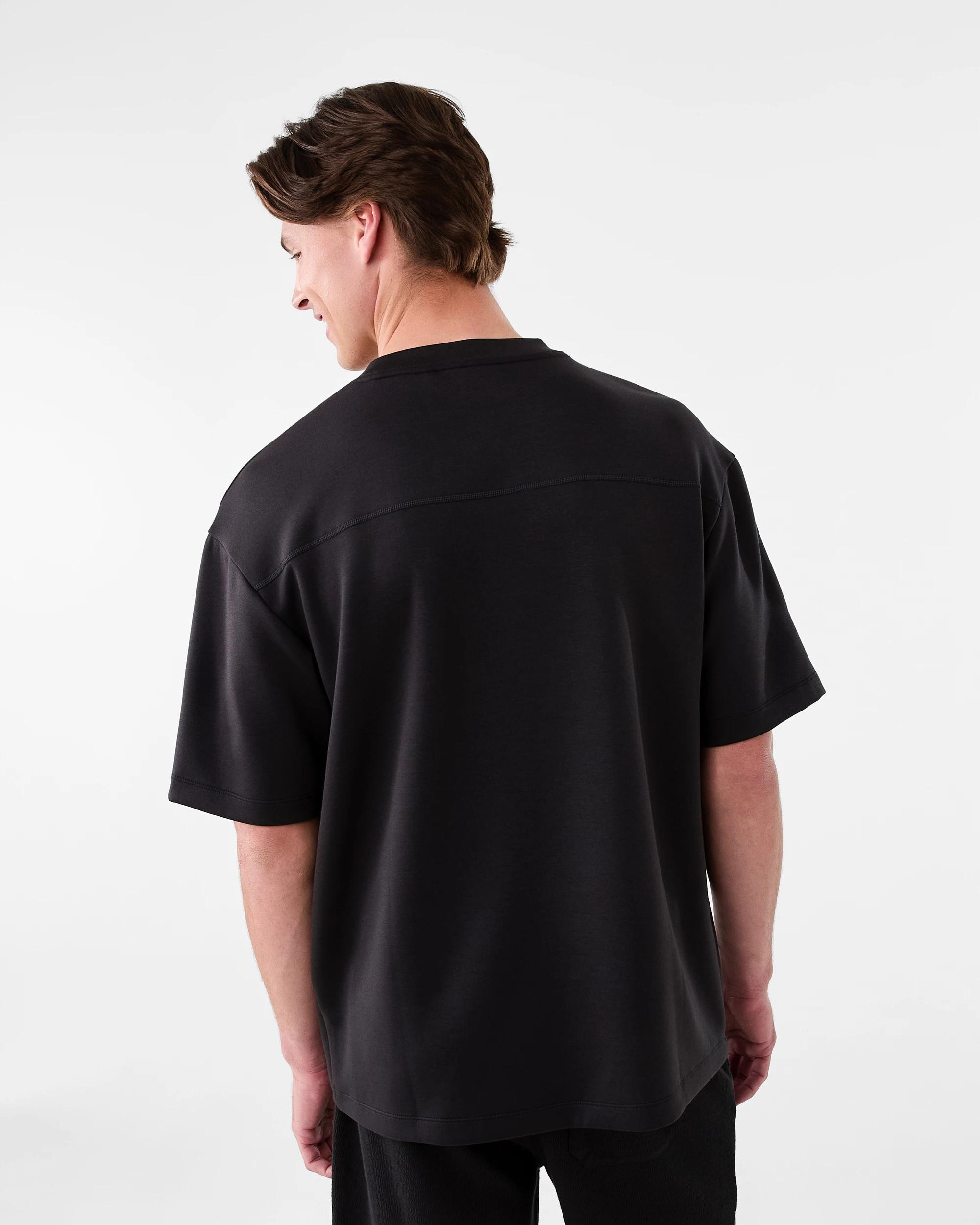 3 Active Mens Oversized Piping Scuba T-shirt Black, 3 of 6