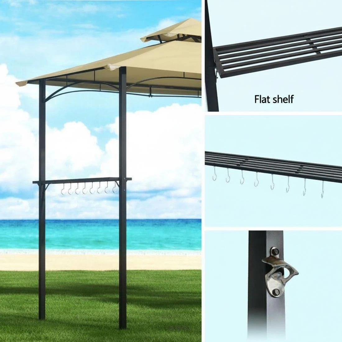 5 Instahut Gazebo Outdoor Patio Marquee BBQ Grill Shelter Garden Shade Hooks - Beige, 5 of 6