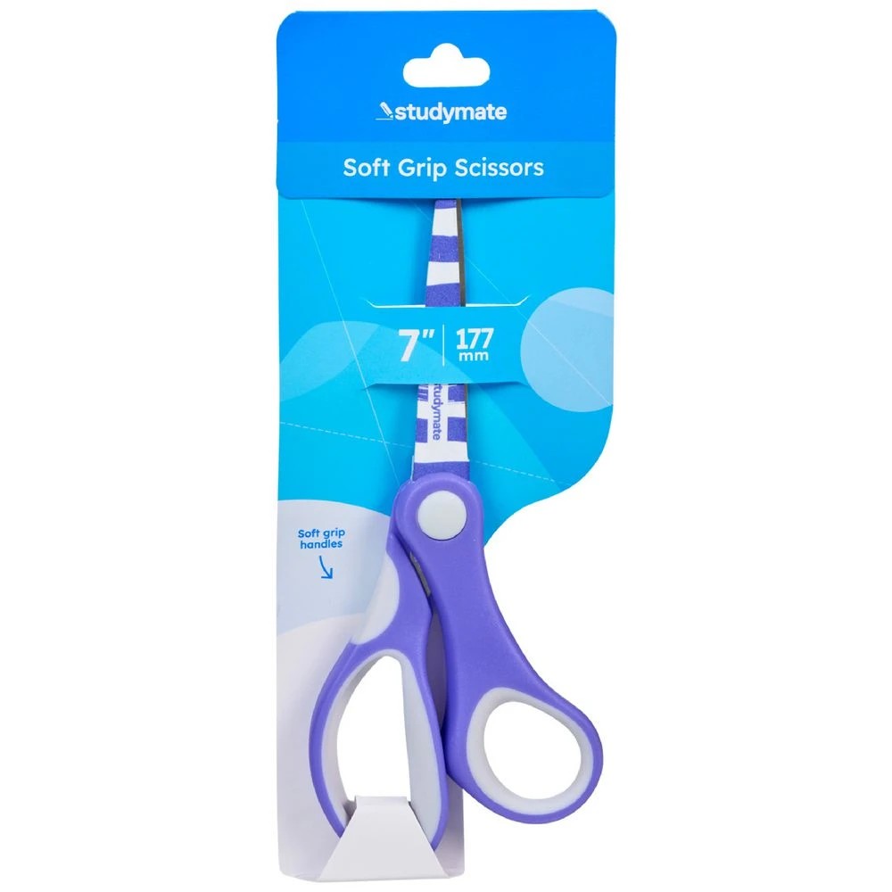 1 Studymate Soft Grip Scissors 7"/177mm Purple Printed, 1 of 3