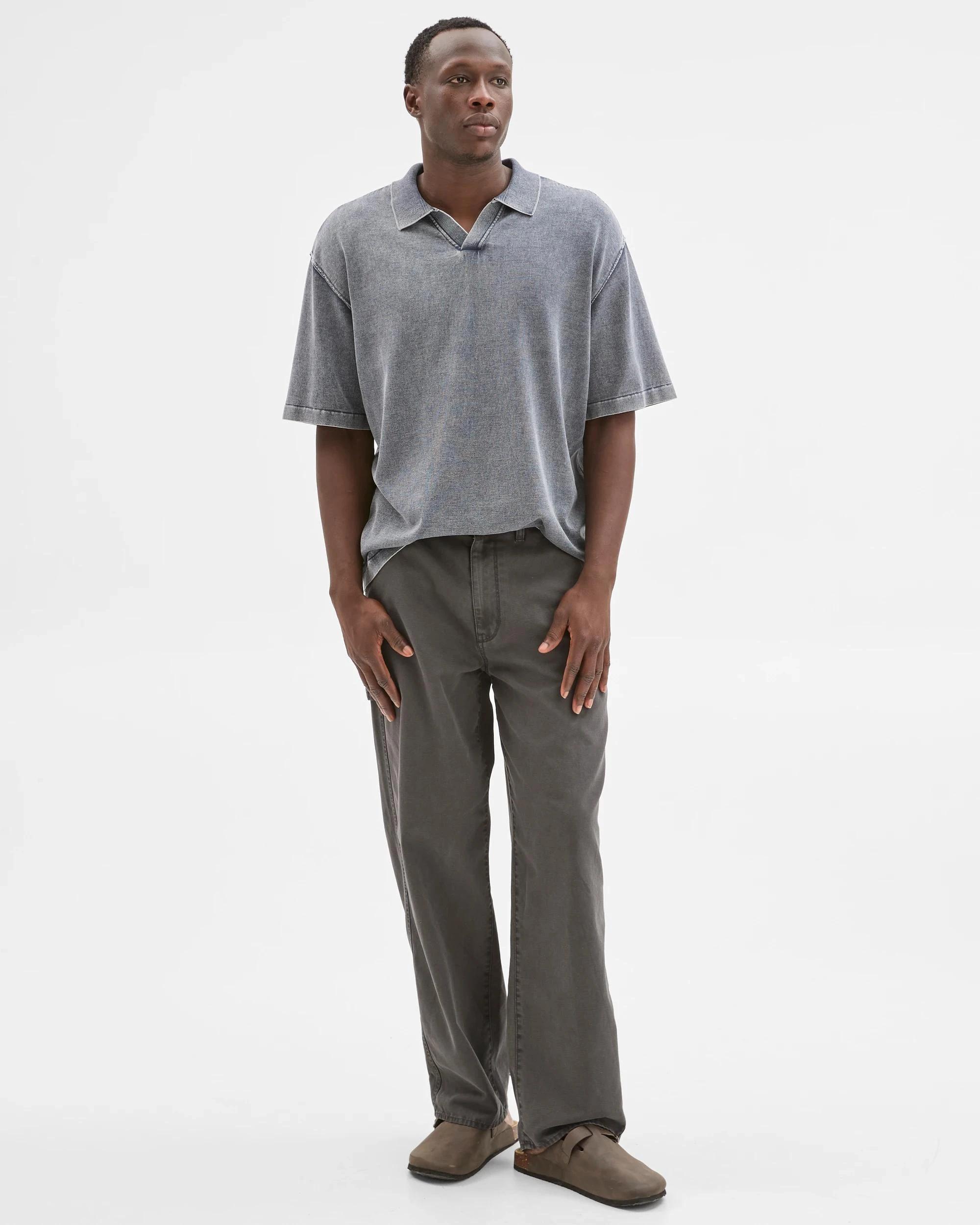 2 Commons Australian Cotton Knit Polo Top BLUE STONE, 2 of 6