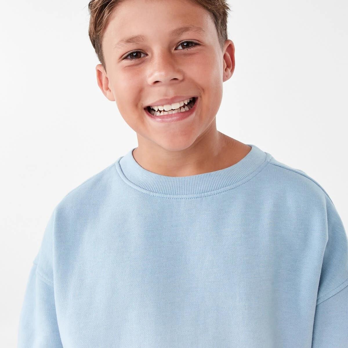 3 Oversized Washed Crew Neck Sweatshirt Faded Blue, 3 of 6