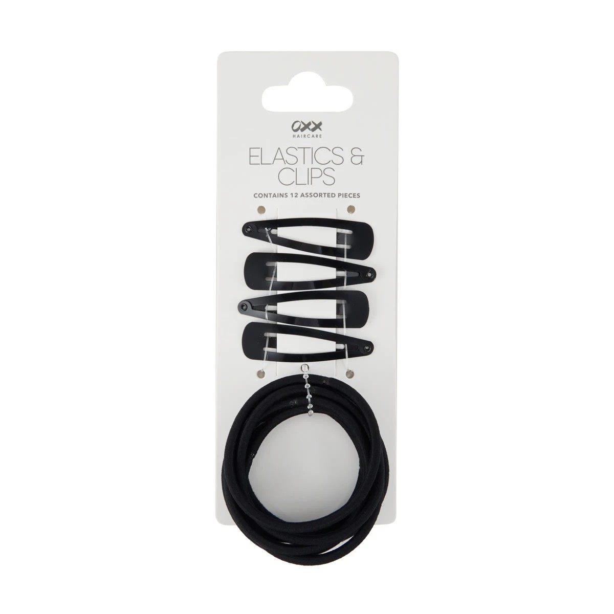 4 OXX Haircare 12 Piece Assorted Elastics and Hair Clips - Black, 4 of 4