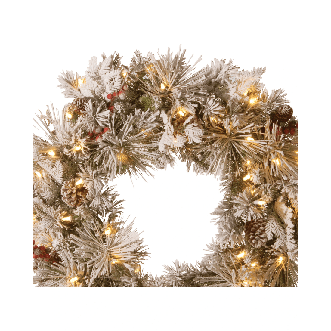 2 Christabelle 61cm Snowy Christmas Wreath Bedford With Led Lights Front Door Decoration Ornament, 2 of 7