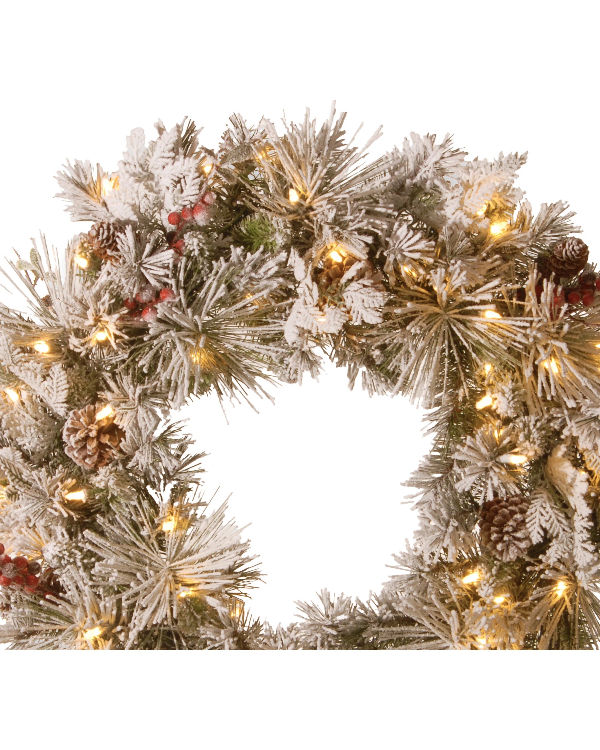 2 Christabelle 61cm Snowy Christmas Wreath Bedford With Led Lights Front Door Decoration Ornament, 2 of 7