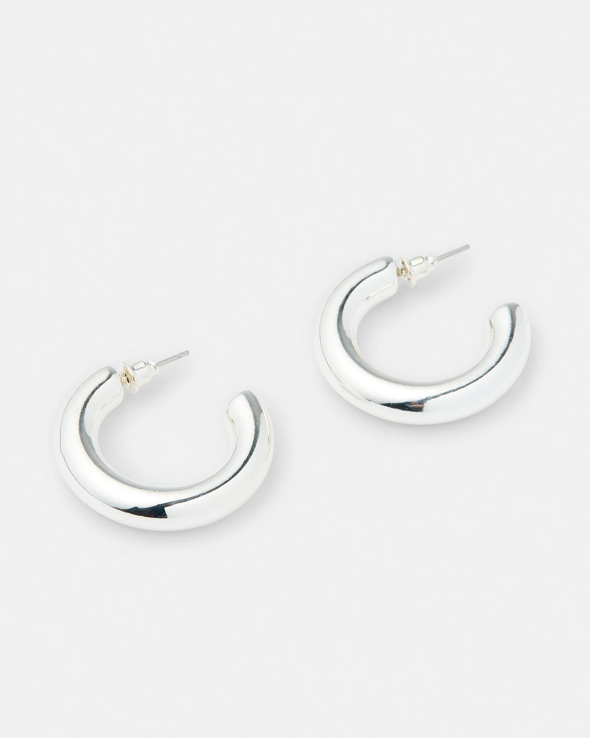 1 Plain Hoop Earrings - Silver Tone, 1 of 5