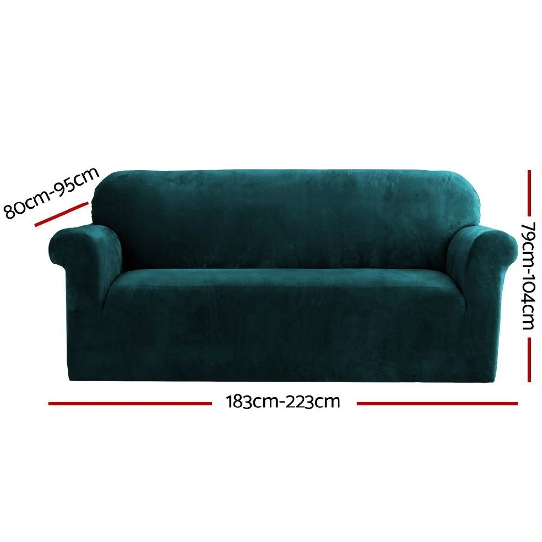 2 Artiss Sofa Cover Couch Covers 3 Seater Velvet Agate Green - Green, 2 of 5