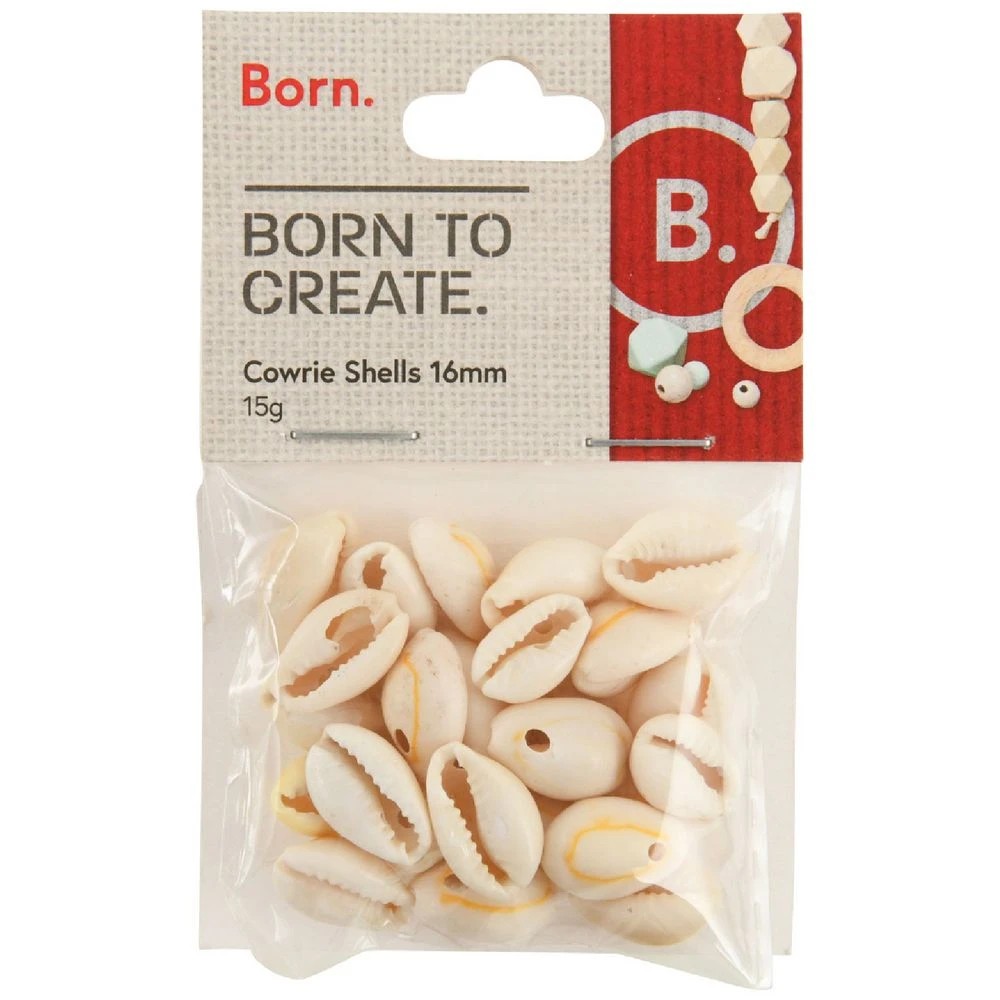 1 Born Cowrie Shells Natural 16mm 15g, 1 of 2