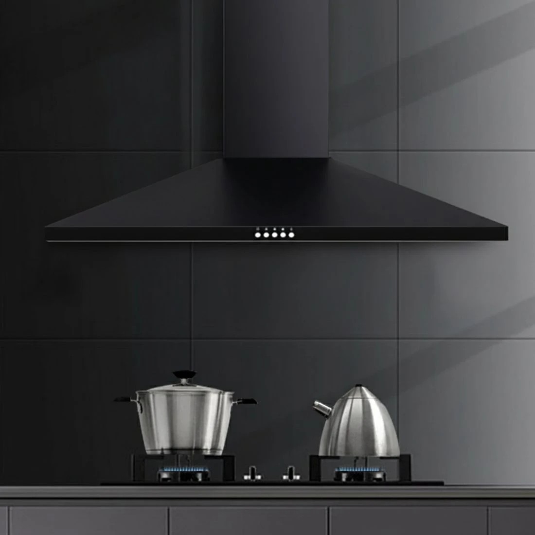 9 Devanti 900mm Range Hood 90cm Rangehood - Black, 9 of 9