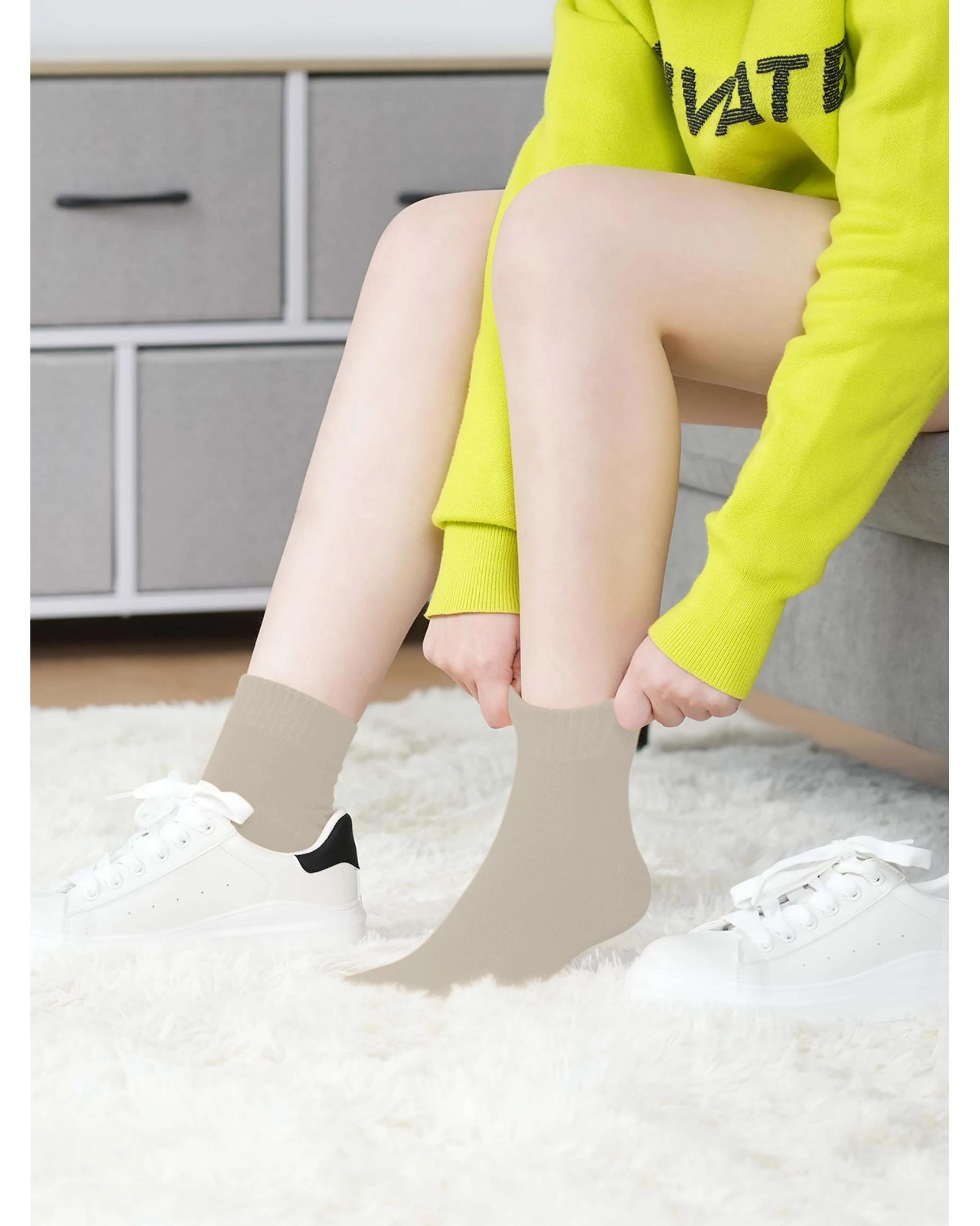 3 Advwin Medium Unisex Beige Casual Comfy Ankle Socks BEIGE, 3 of 5