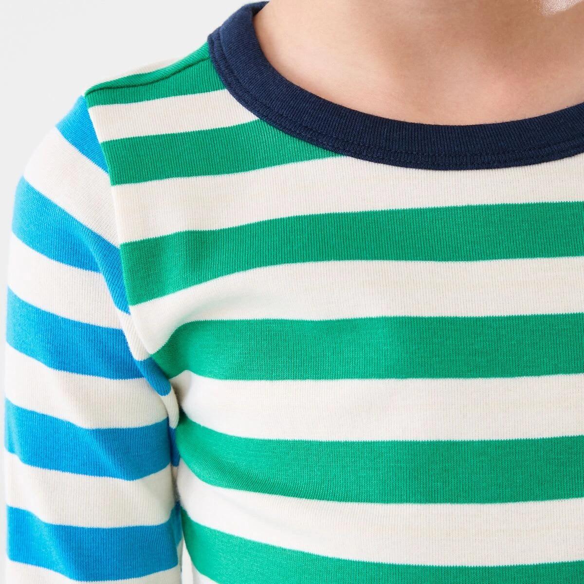 4 Rib Pyjama Set Grn Stripe, 4 of 9