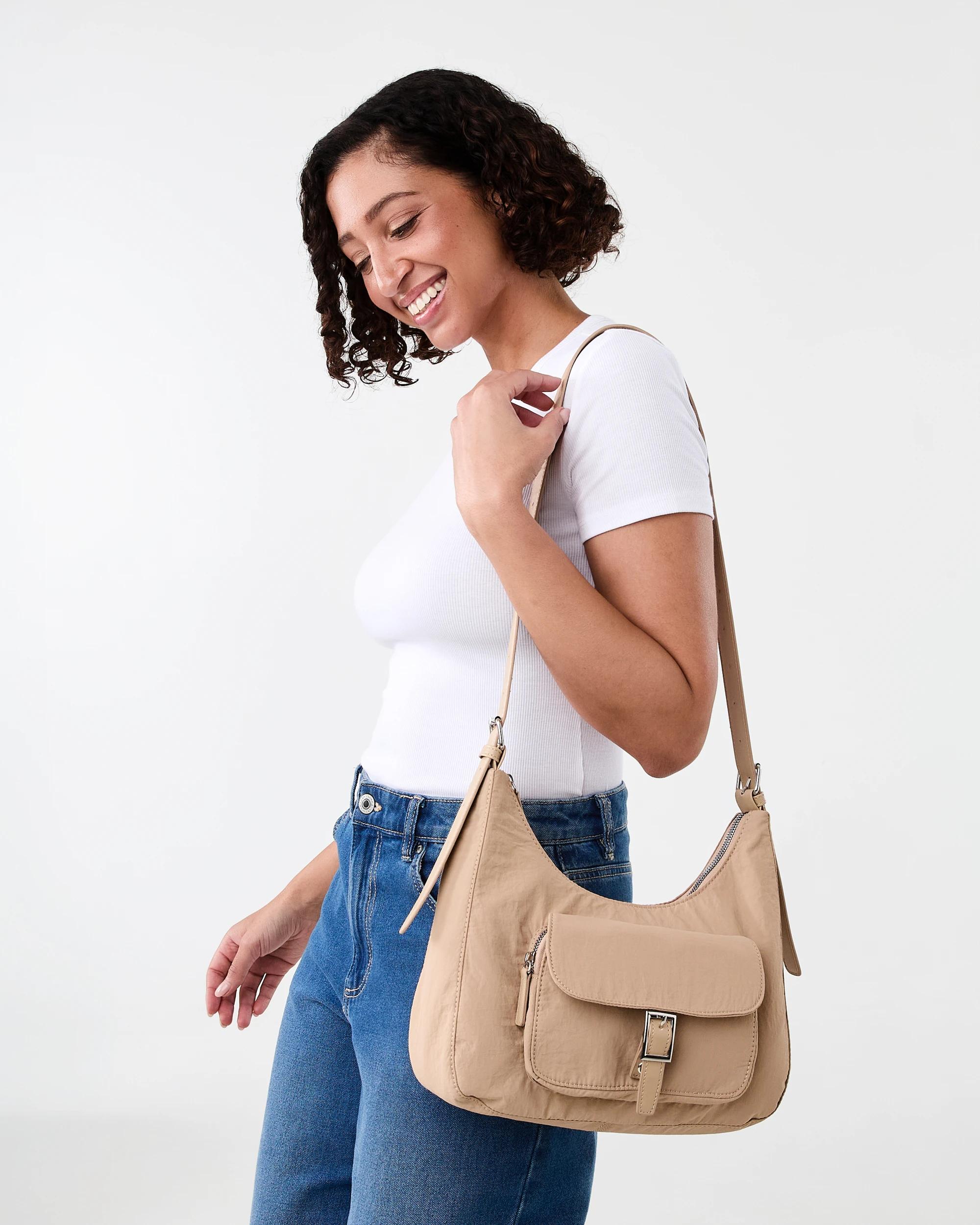 7 Nylon Pocket Crossbody Bag Oat Latte, 7 of 7