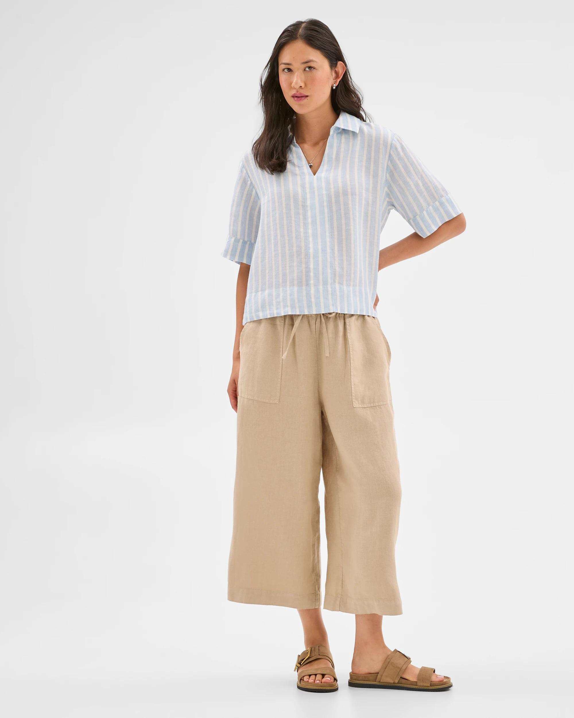 2 Target European Linen Cropped Pants STONE, 2 of 6