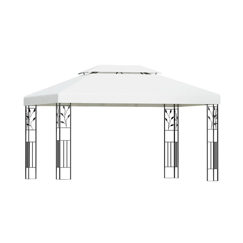 1 Instahut Gazebo 4x3m Marquee Outdoor Wedding Party Event Tent Home Iron Art Shade - White, 1 of 6