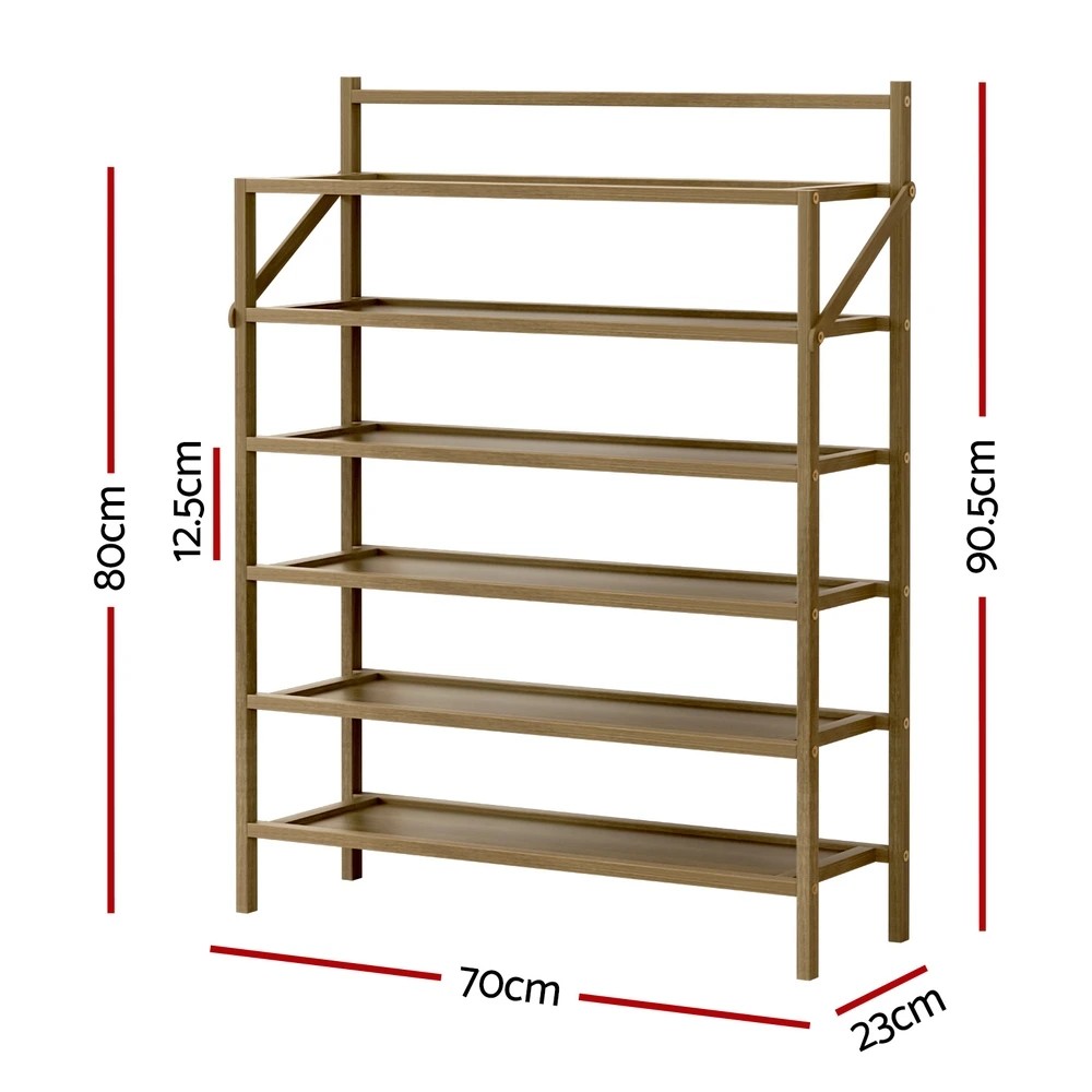 3 Artiss Shoe Rack 6-tier 18 Pairs Foldable - Brown, 3 of 4