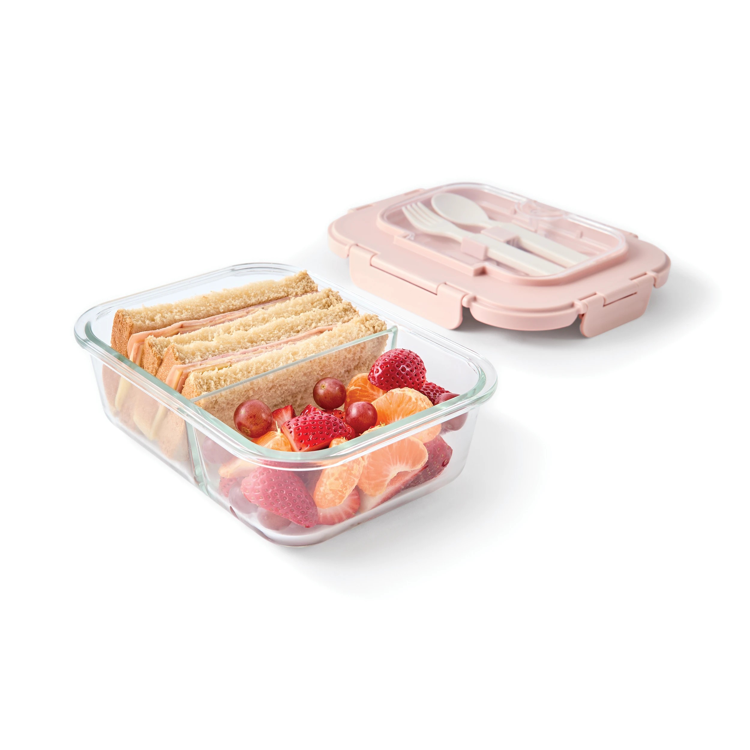 2 Mocha Glass Bento Lunch Box with Cutlery, 2 of 10