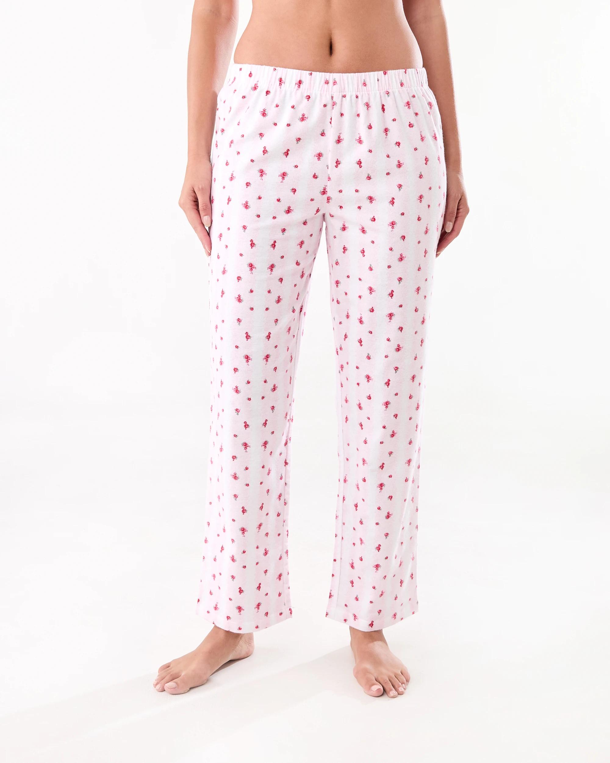 1 Cotton Printed Flannel Pants Rose Lace, 1 of 4