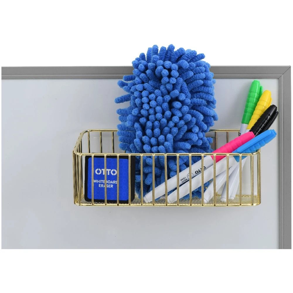 4 Otto Wide Magnetic Storage Basket Gold Wire, 4 of 4