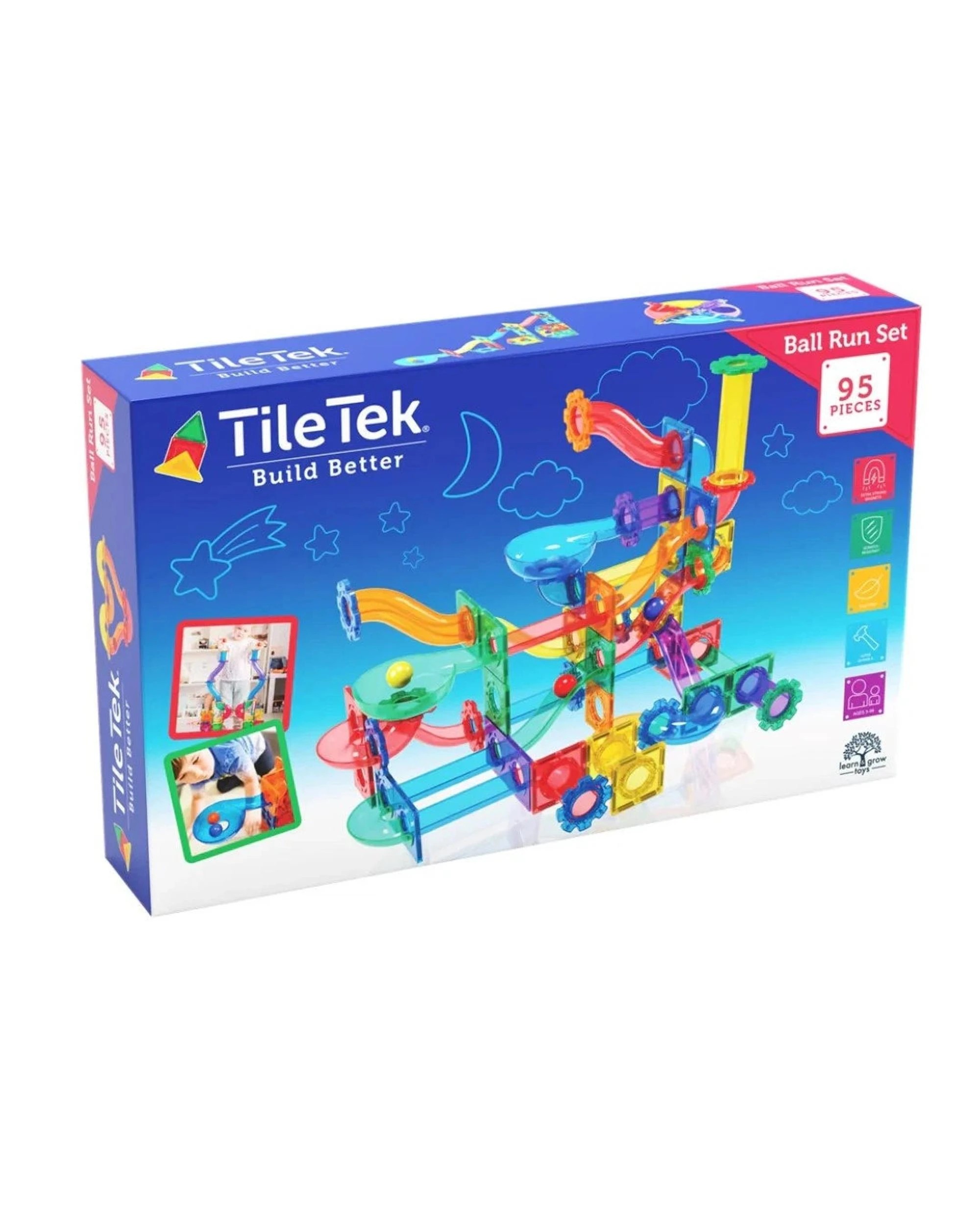 1 TileTek 95 Piece Magnetic Tiles Ball Run Set, 1 of 3