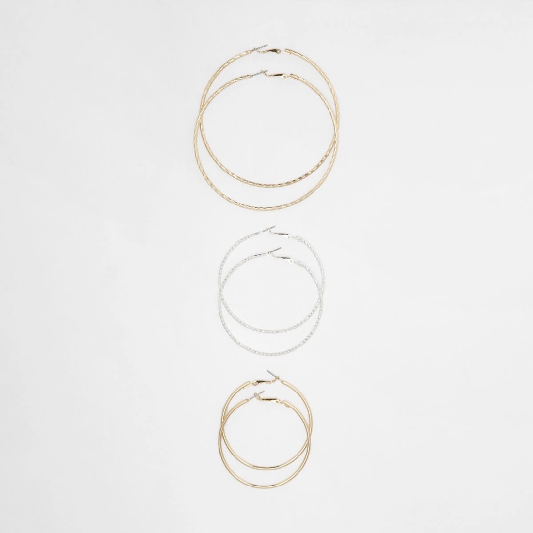 1 3 Pack Oversized Hoop Earrings - Gold Tone and Silver Tone, 1 of 5