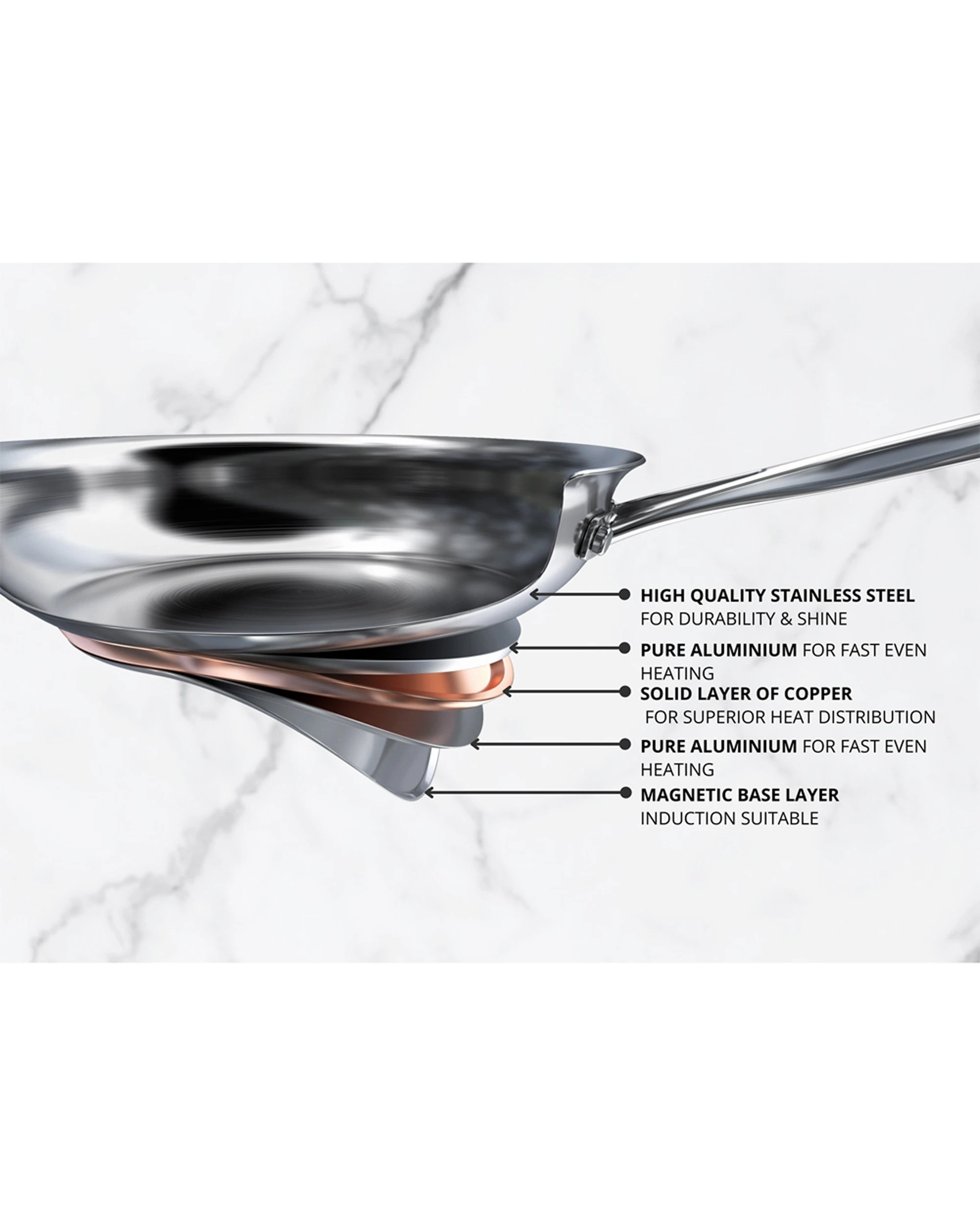 3 Essteele Per Vita Stainless Steel Sauteuse Fry Pan 28cm 5.2L Round - Silver, 3 of 3