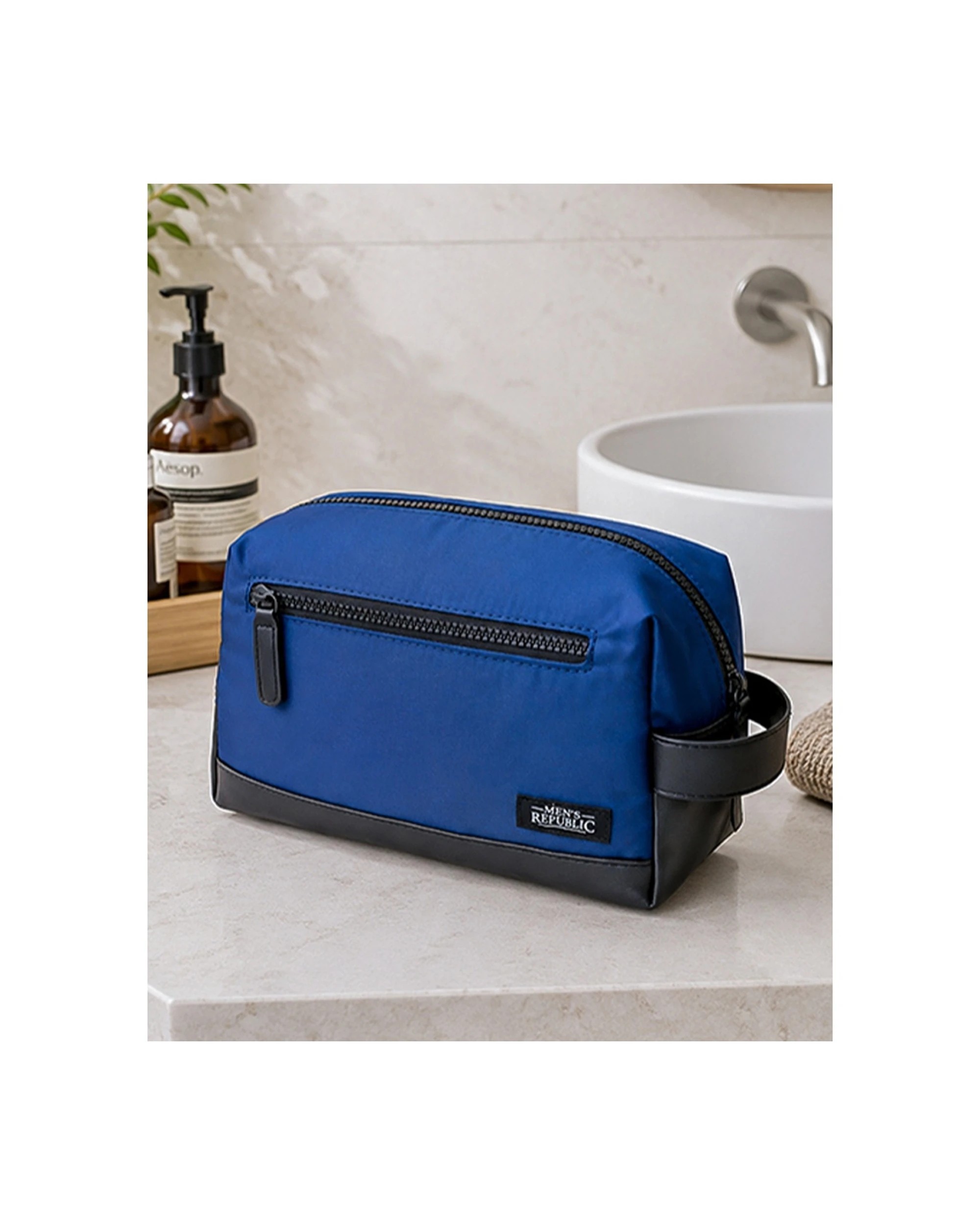 7 Men's Republic Nylon Toiletry Bag Compact Travel Pouch 25x10x14cm - Blue, 7 of 7