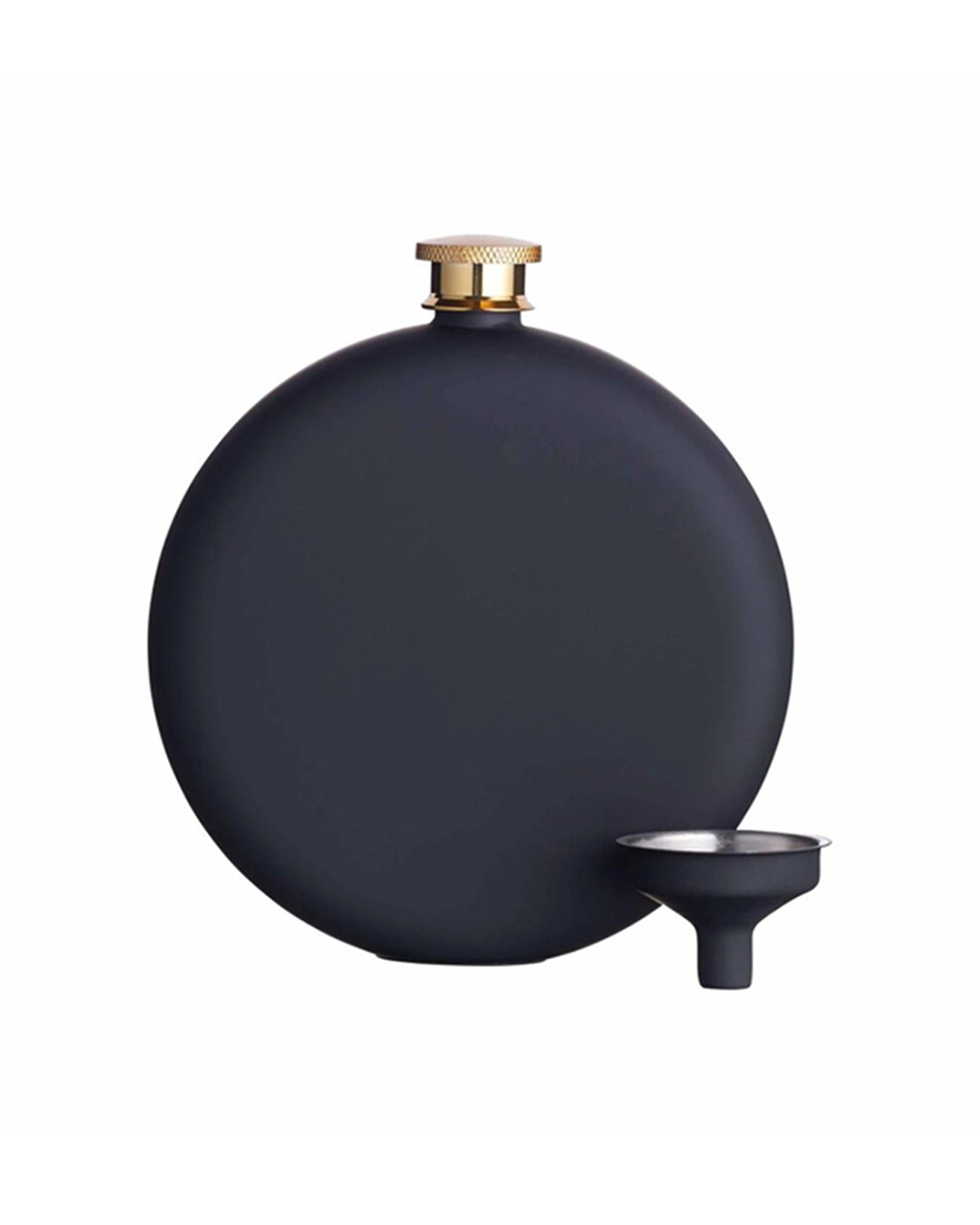 1 BarCraft Soft Touch Hip Flask 280ml Stainless Steel Includes Funnel - Black, 1 of 7