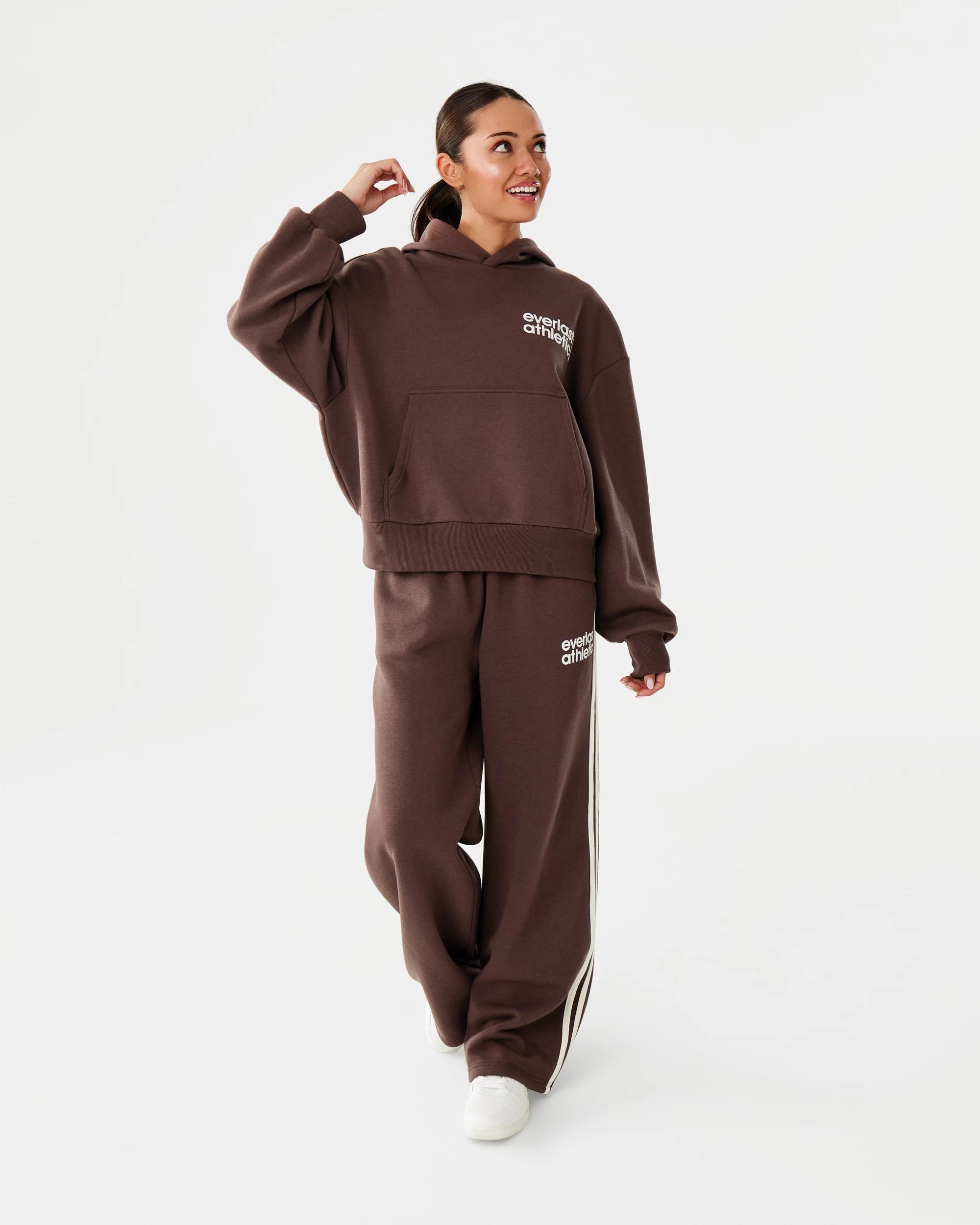 2 Everlast Womens Sports Stripe Trackpants Choc, 2 of 10