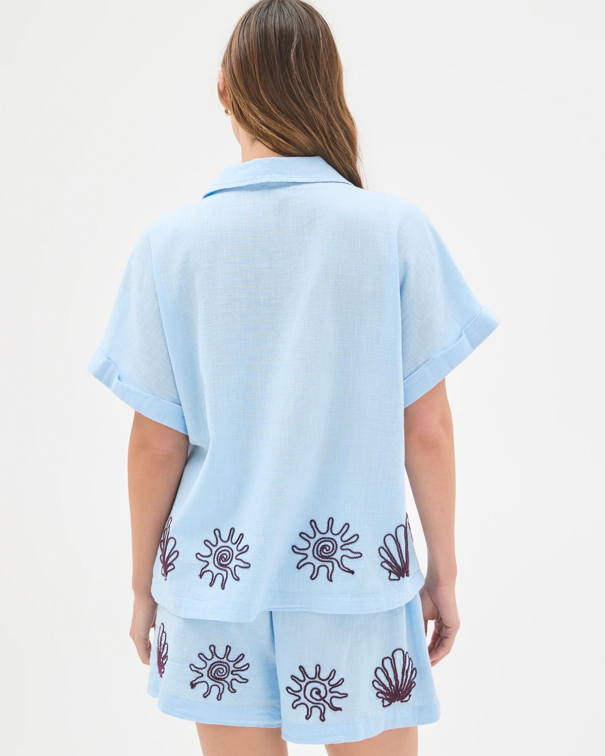 6 Target Woman Resort Short Sleeve Cord Detail Shirt BLUE, 6 of 6