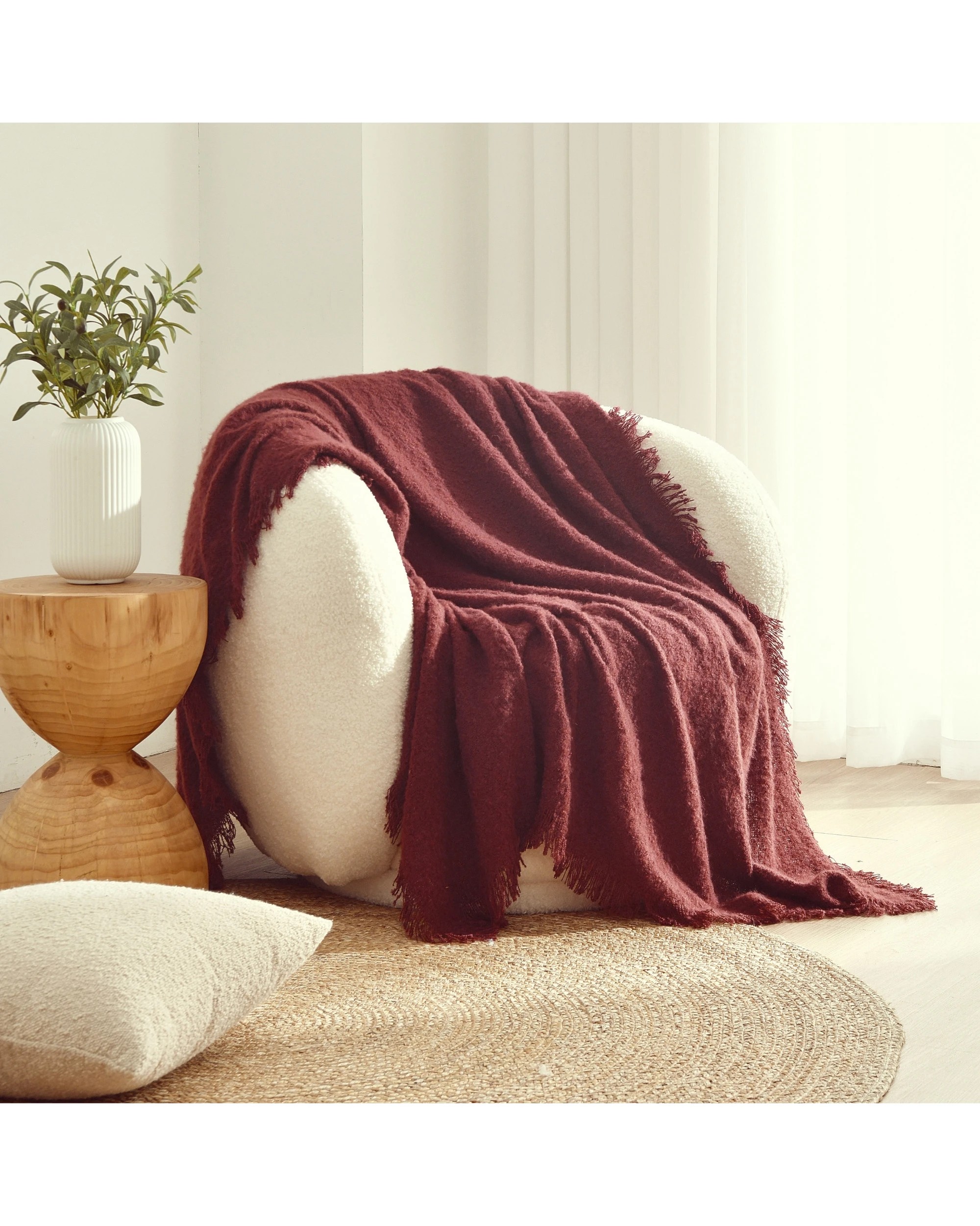 2 Cadence & Co. Amelie Super Soft Boucle Throw 130x170cm - Brick Red, 2 of 5