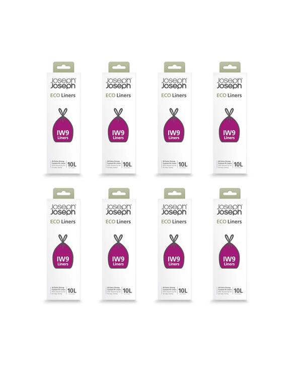Joseph Joseph 8x20pc IW9 10L Eco Liners Trash Bag For Arc Pedal Bins - Grey