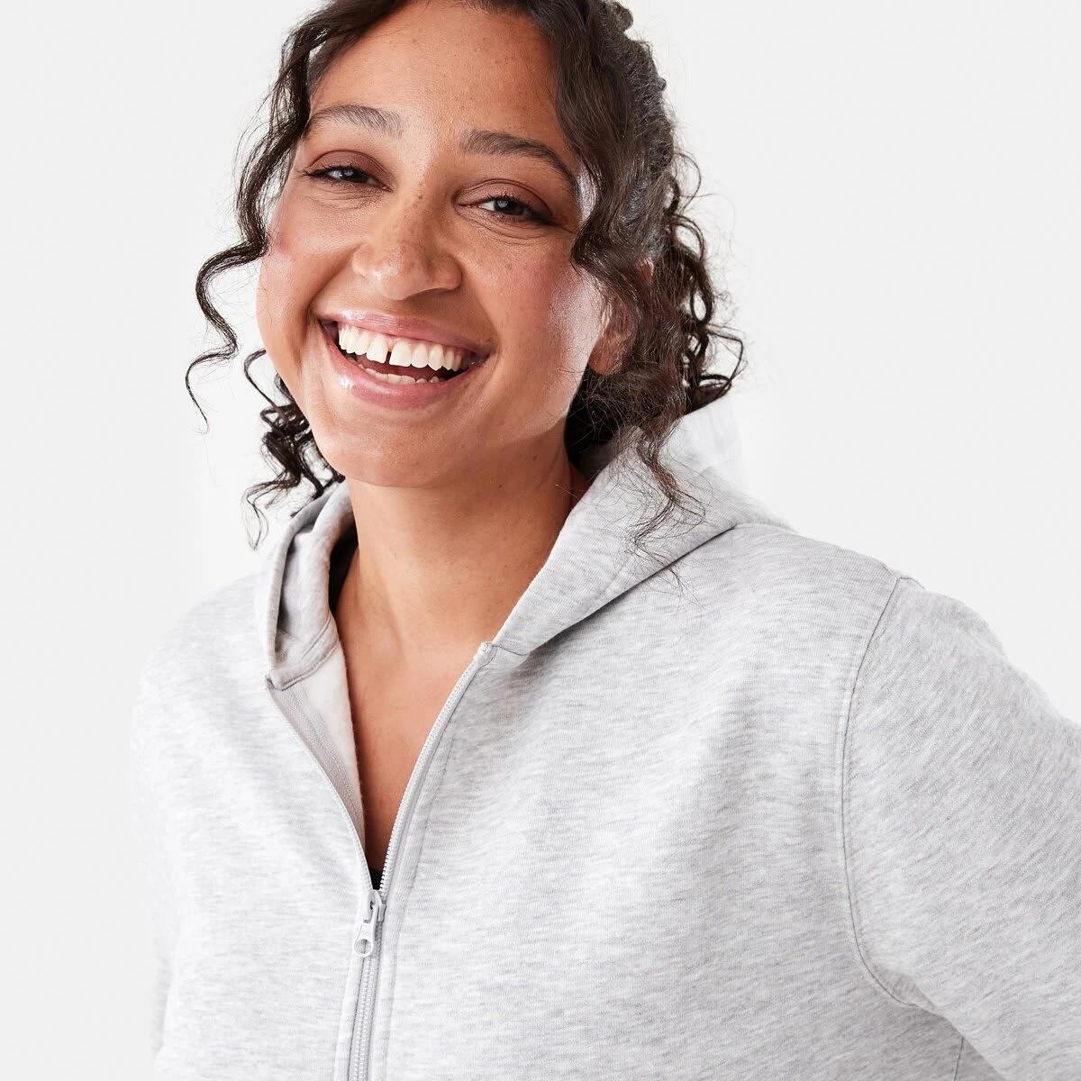 5 Active Womens Zip Through Hoodie SOFT GREY MARLE, 5 of 7