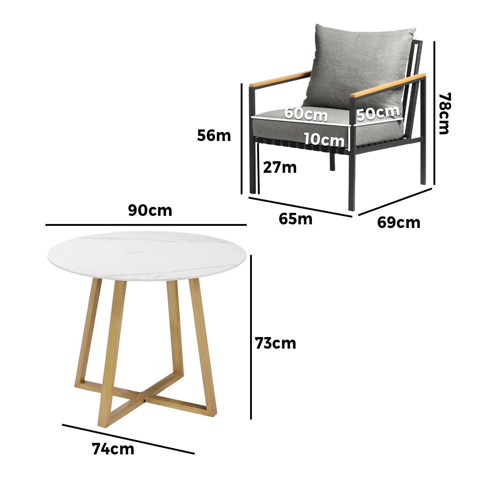 4 Livsip 3 Piece Outdoor Dining Setting Sintered Stone Table Patio Furniture Set
 - Multi, 4 of 4