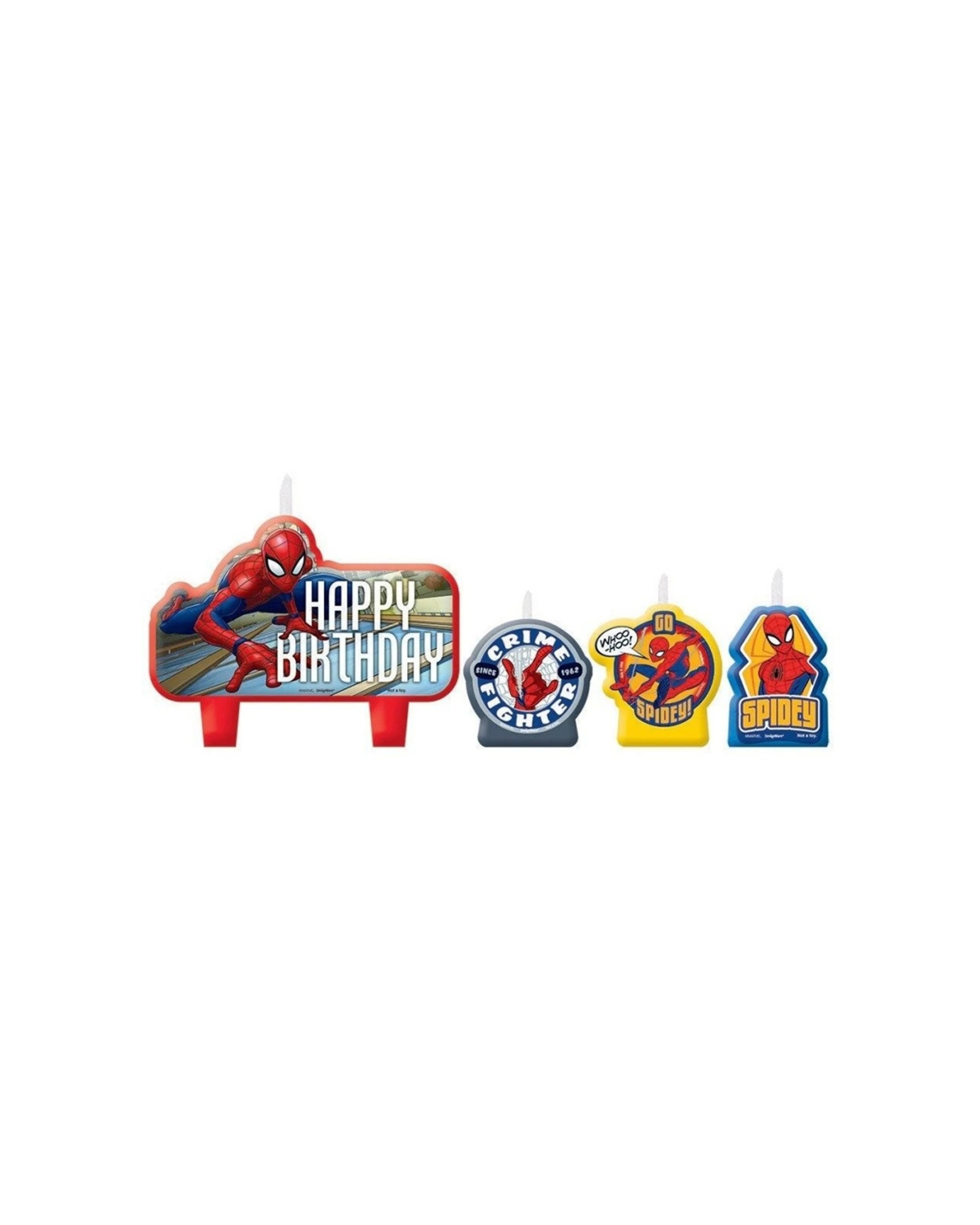 1 Anagram 4pc Candle Birthday Cake Decoration Spiderman Webbed Wonder - Multi, 1 of 1