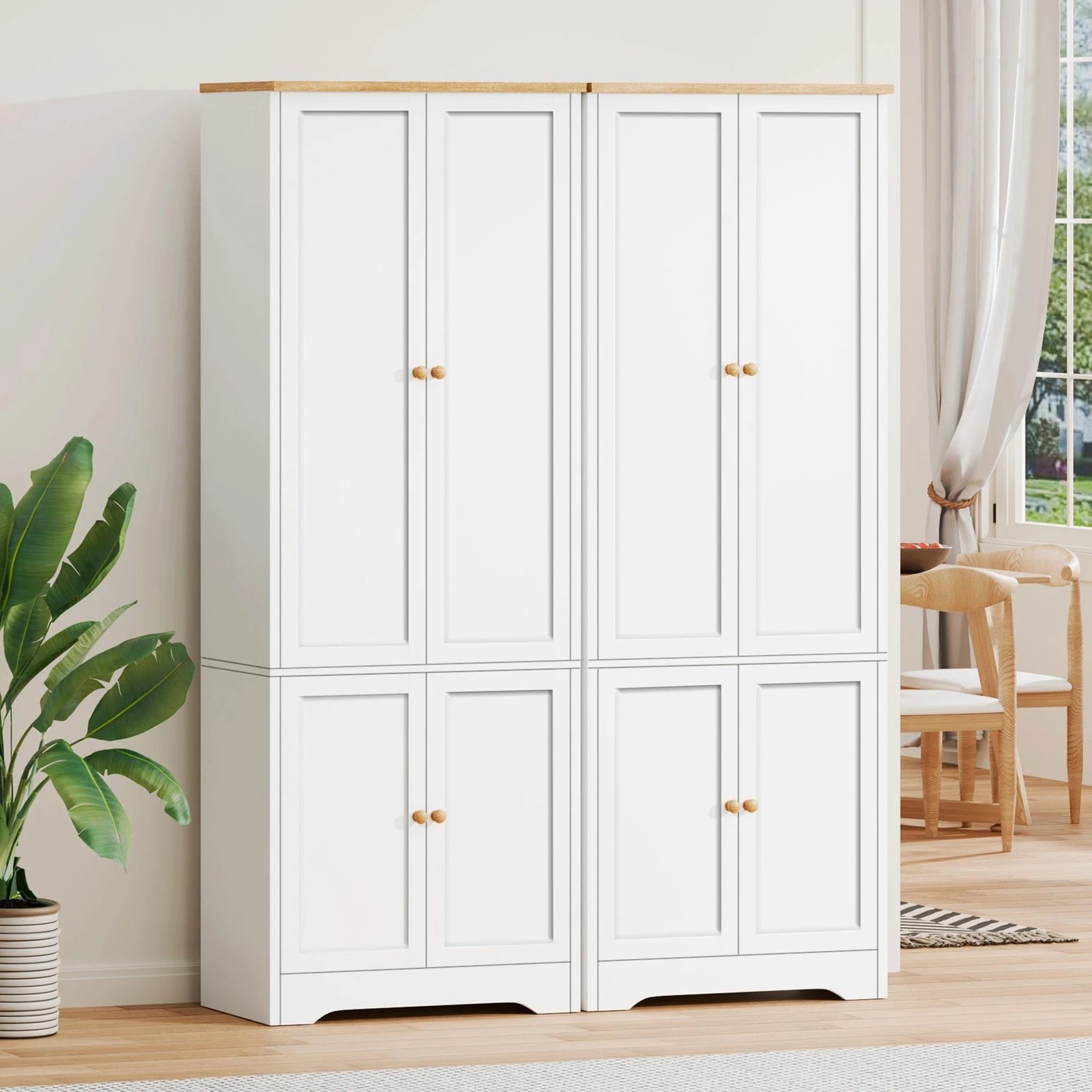 2 Alfordson 2x Buffet Sideboard Cupboard Storage Cabinet Wardrobe Kitchen Hallway - White, 2 of 8