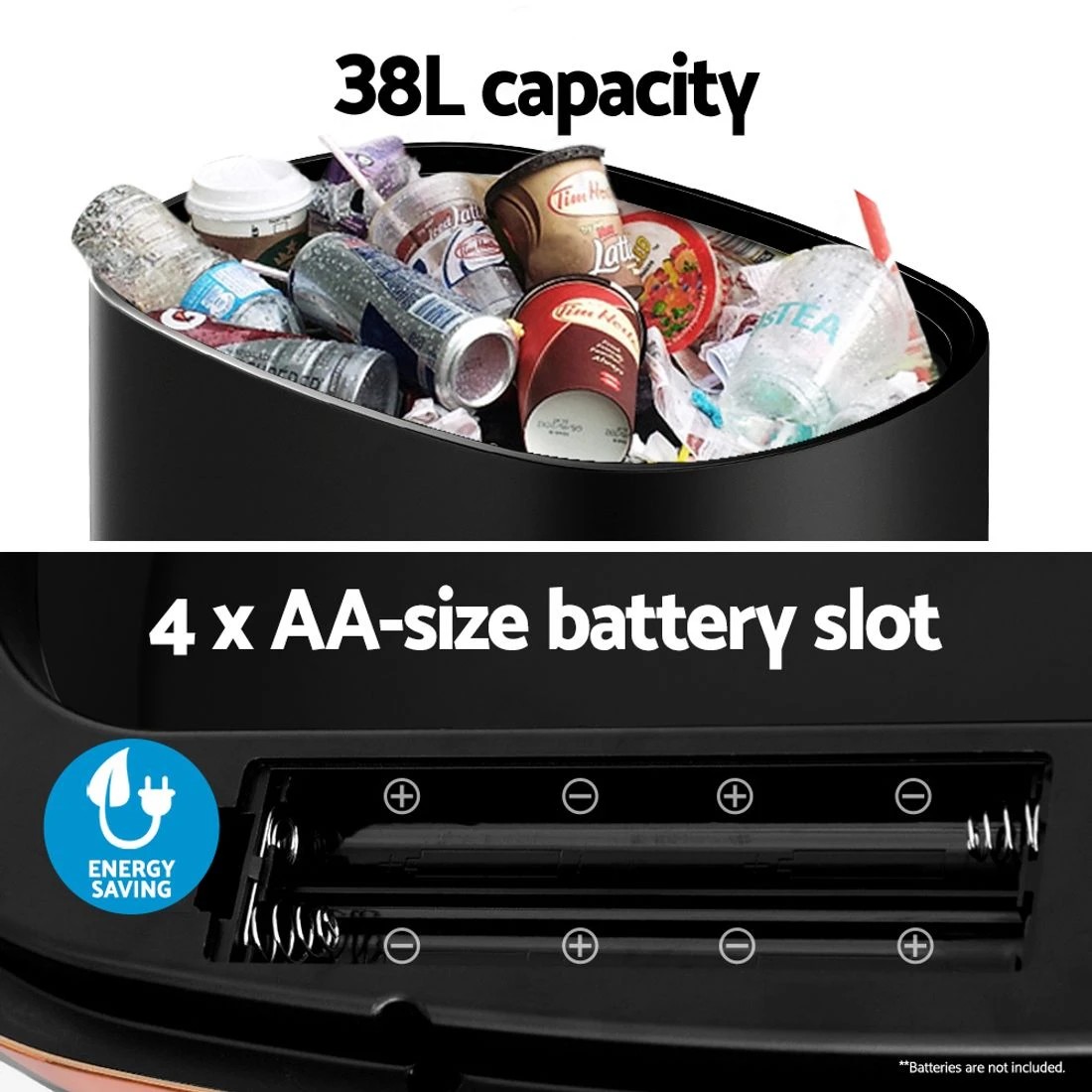 6 Devanti 38L Motion Sensor Bin Rubbish Automatic - Black, 6 of 6