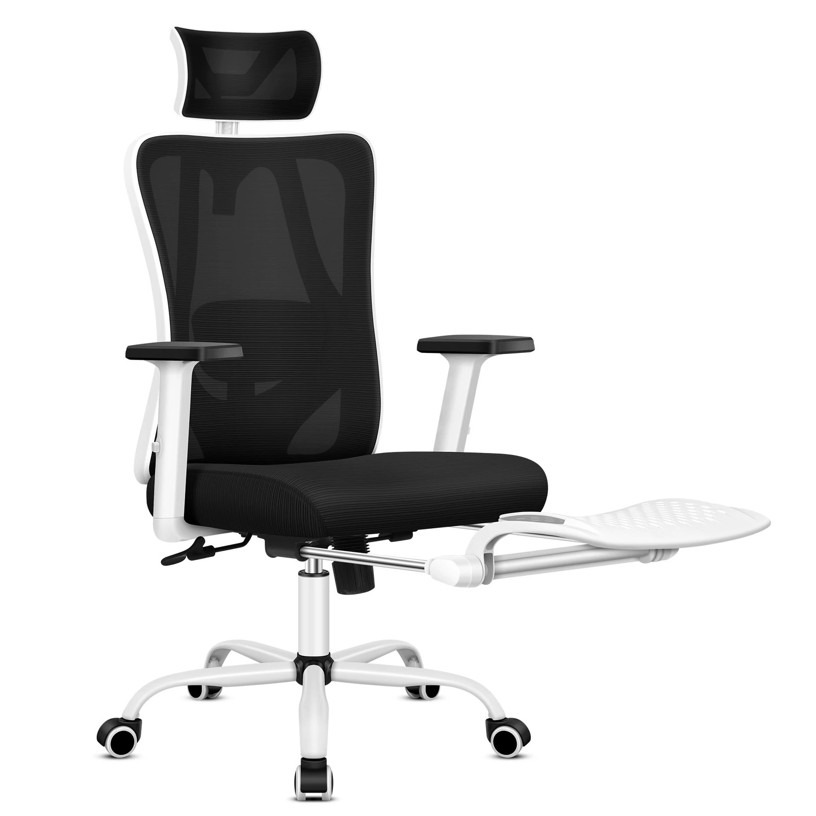 1 Alfordson Office Chair Mesh Ergonomic Executive Seat Work Computer Gaming - Black White, 1 of 10