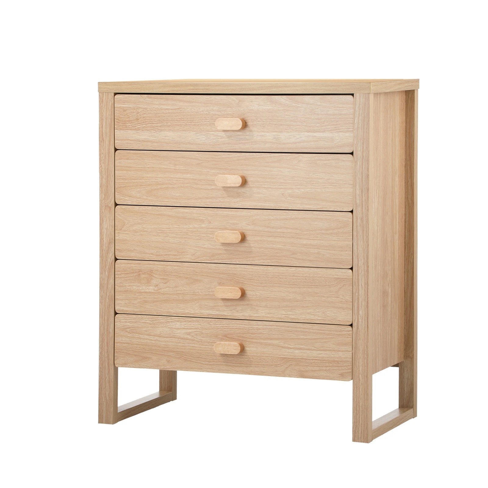 1 Oikiture 5 Chest of Drawers Dresser Tallboy Storage Desk Bedroom - Natural, 1 of 8