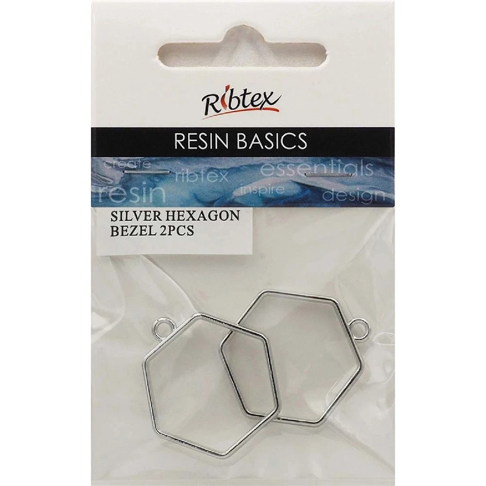 1 Ribtex UV Resin Jewellery Bezel Frame Hexagon Silver, 1 of 1