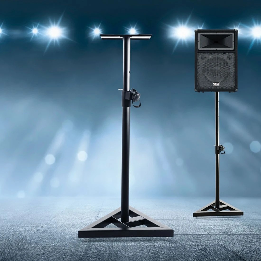 7 Alpha Speaker Stand 67-120cm Adjustable Height Surround Sound Studio Home 2pcs - Black, 7 of 7