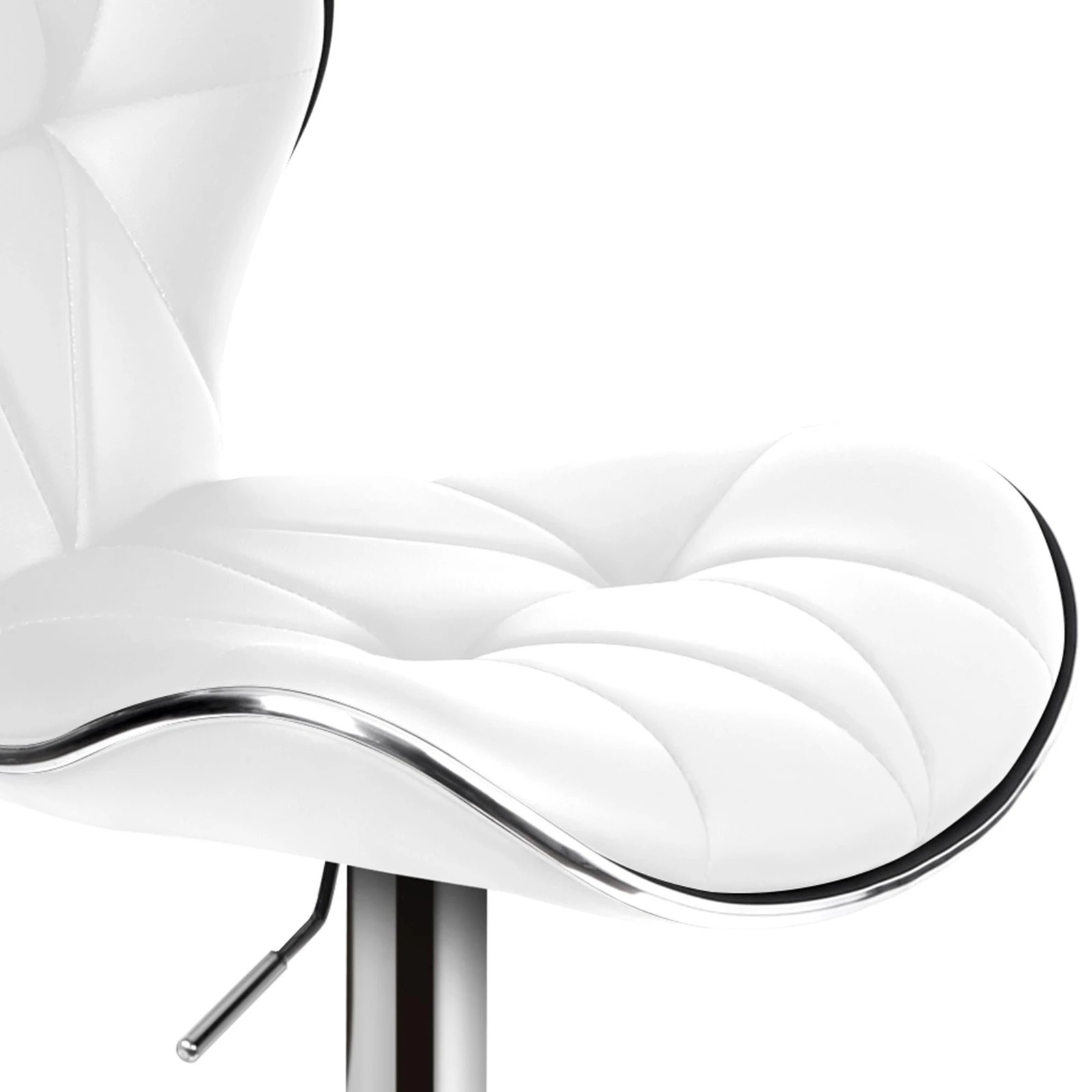 8 Alfordson 2x Bar Stools Luna Kitchen Swivel chair Leather Gas lift - White, 8 of 10